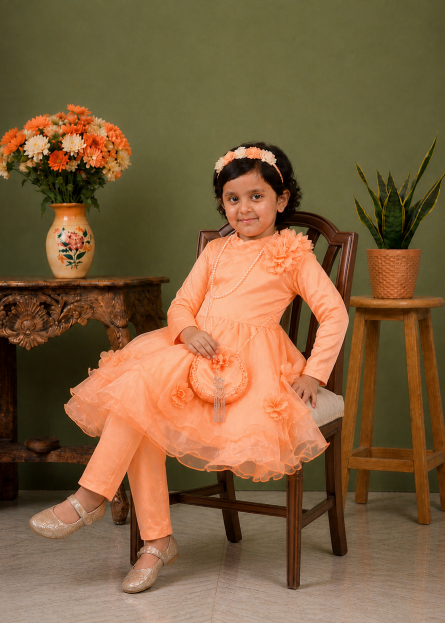 tissue Frock in Peach orange