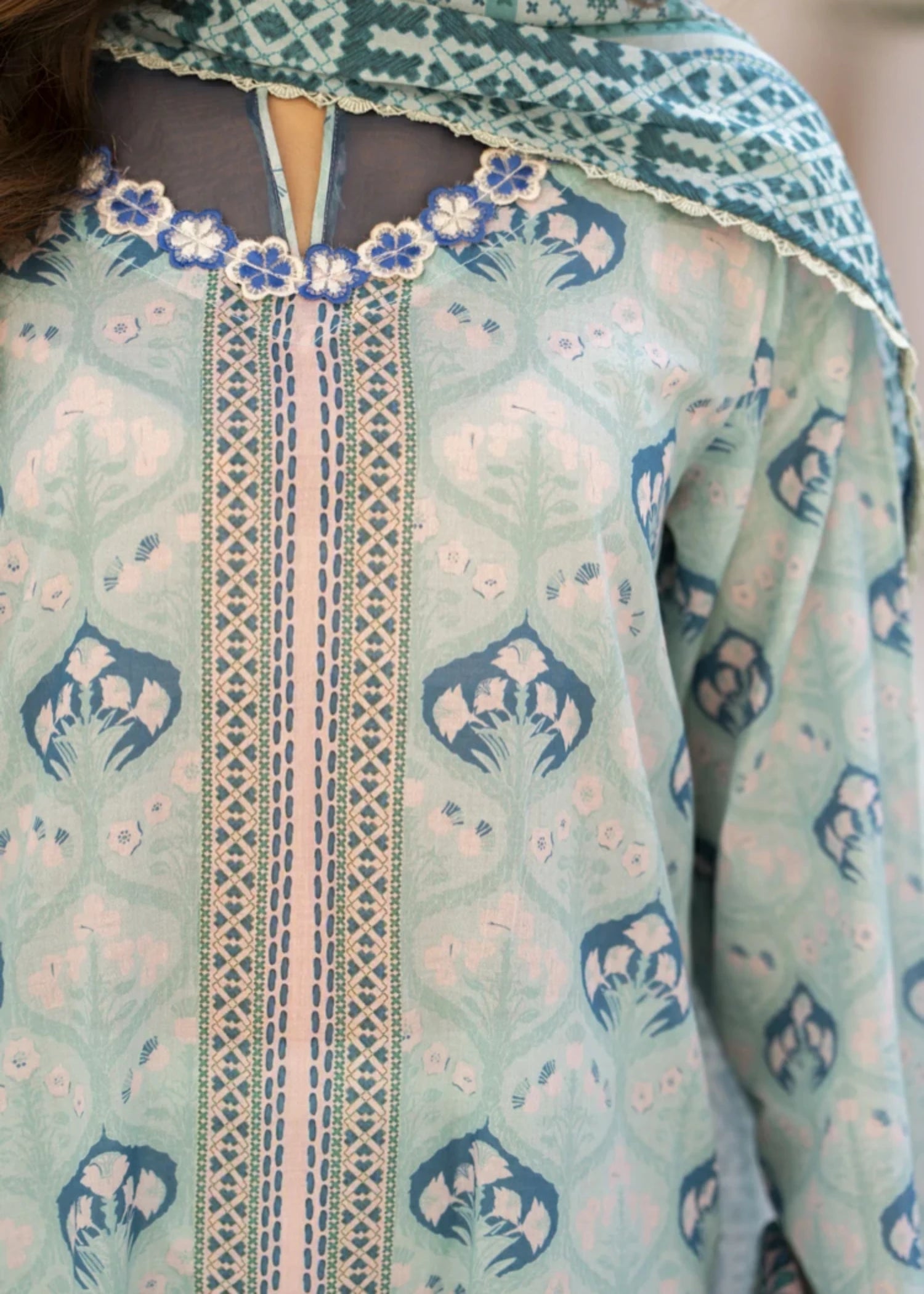 lawn Unstitched in Turquoise