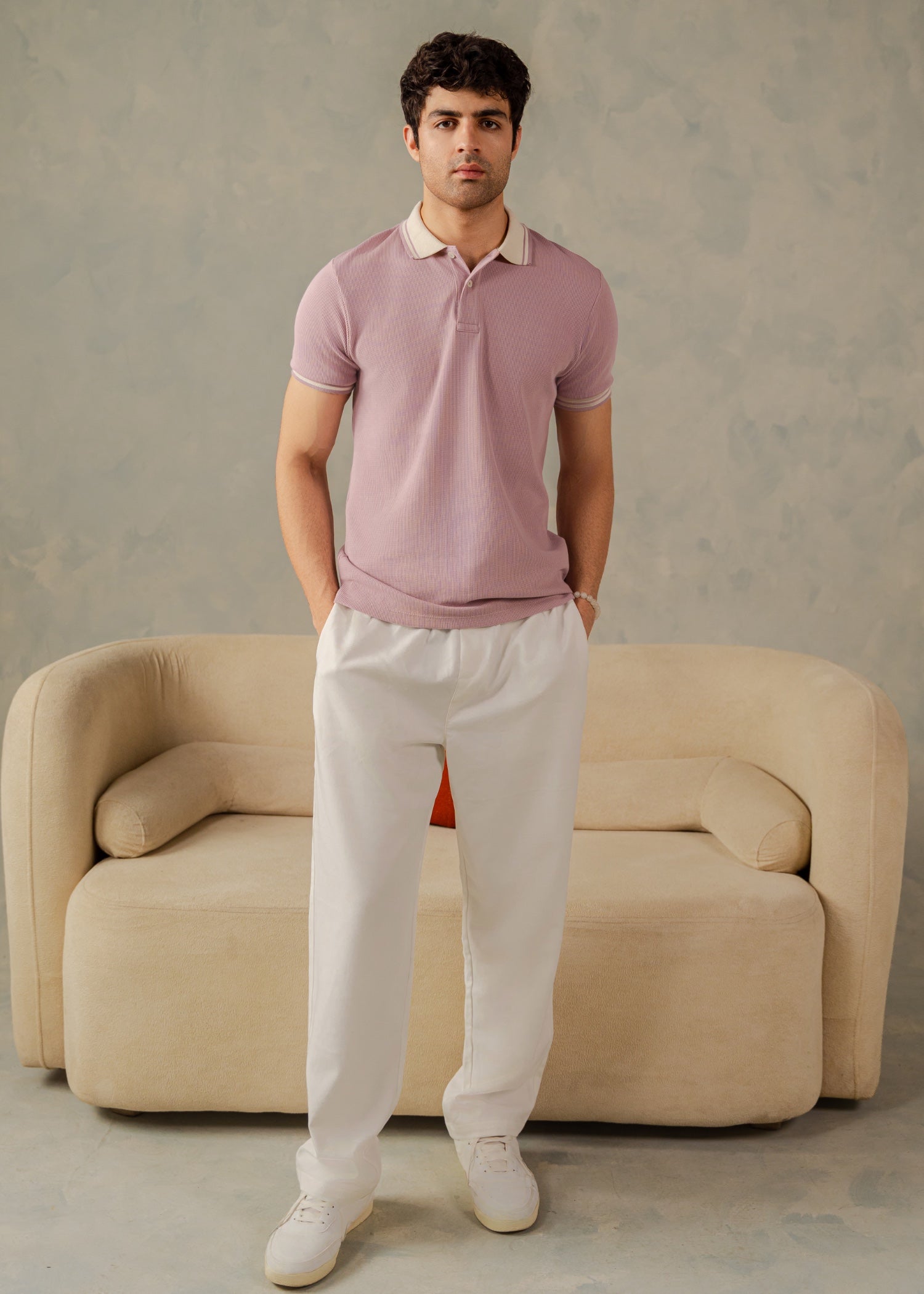 cotton Polo Shirt in Lavender pink