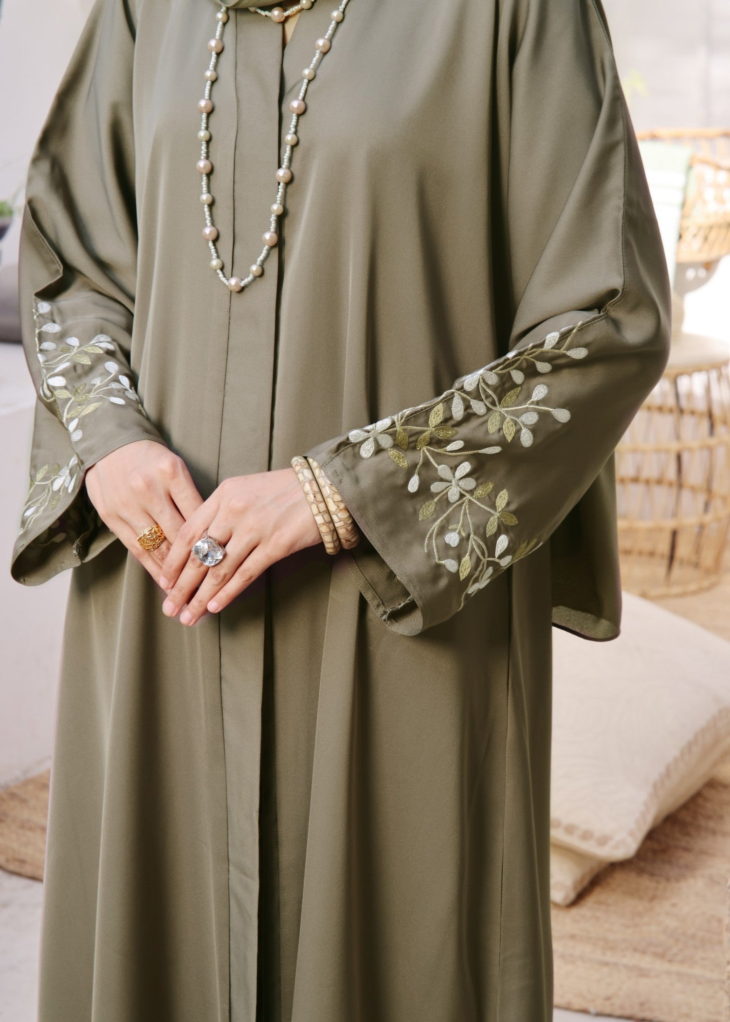 nidha Abaya in Olive green
