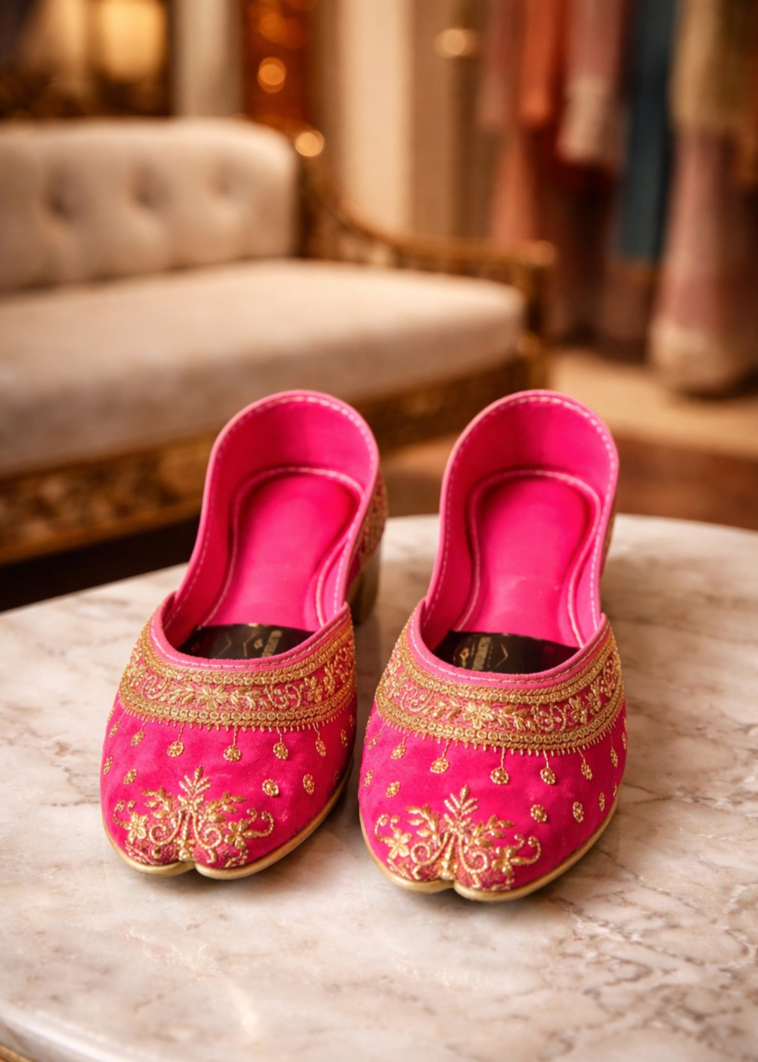 Khussa in Magenta by - High Quality Women Khussa MZD0960