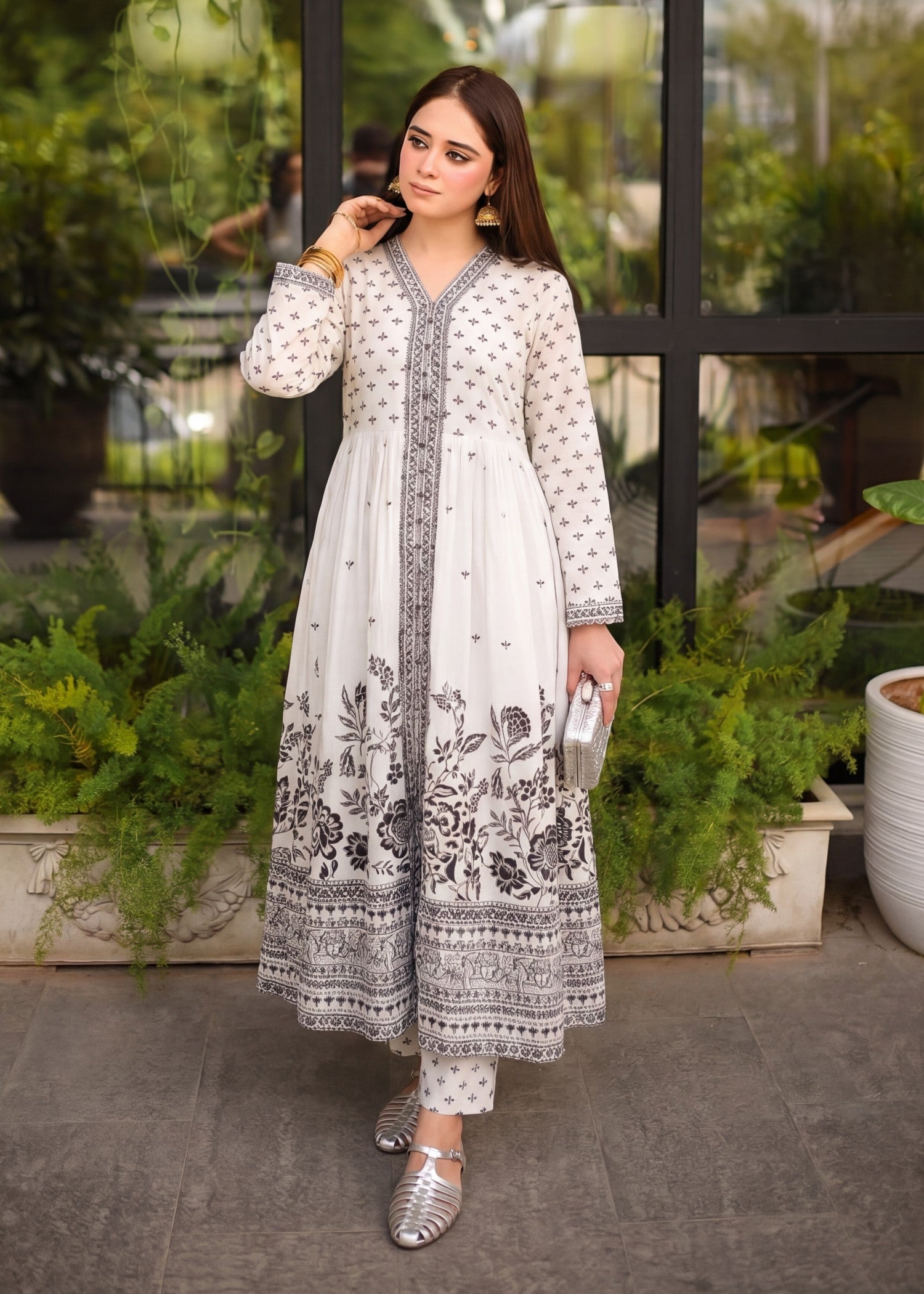 lawn Pishwas in White