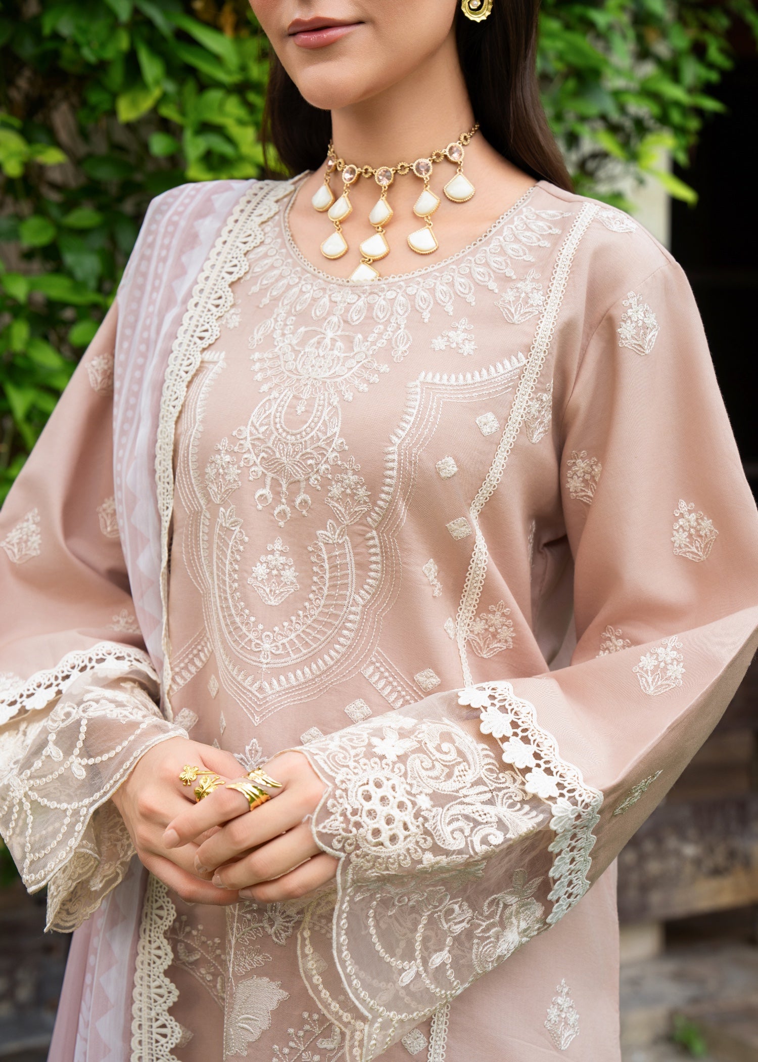 lawn Kurta Set in Rose pink