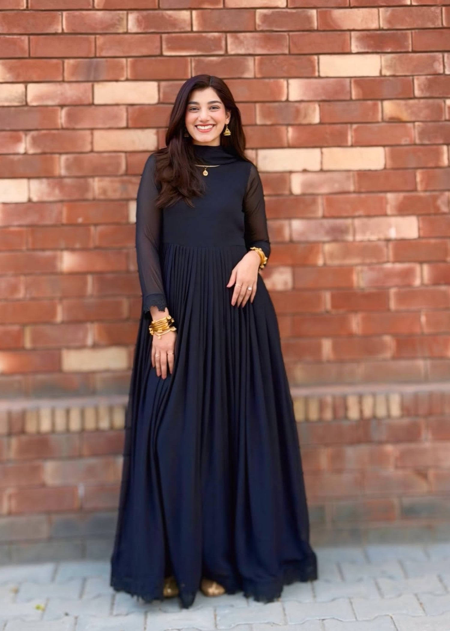 georgette chiffon Maxi in Black