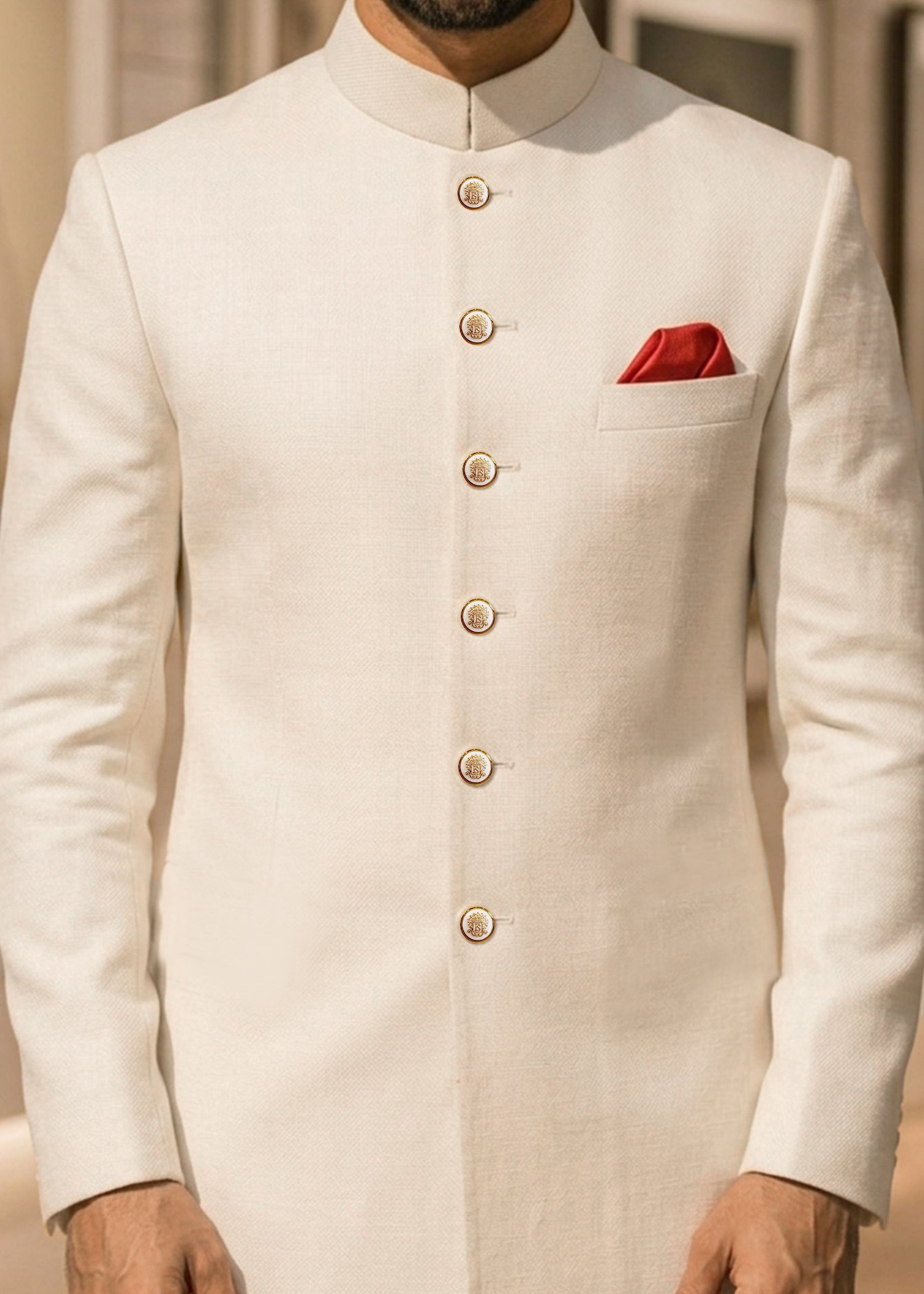 suiting Sherwani in Off-white