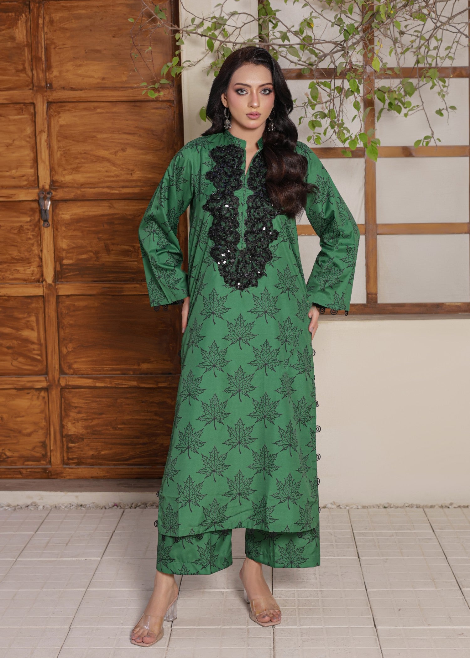 crepe silk Co Ord Sets in Green