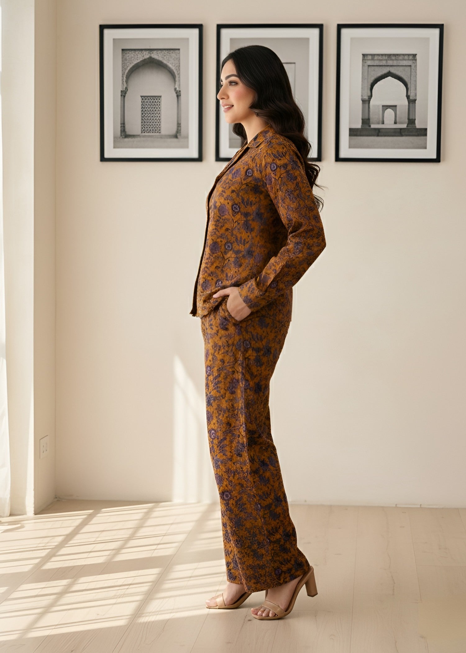 dhanak Co Ord Sets in Chocolate brown