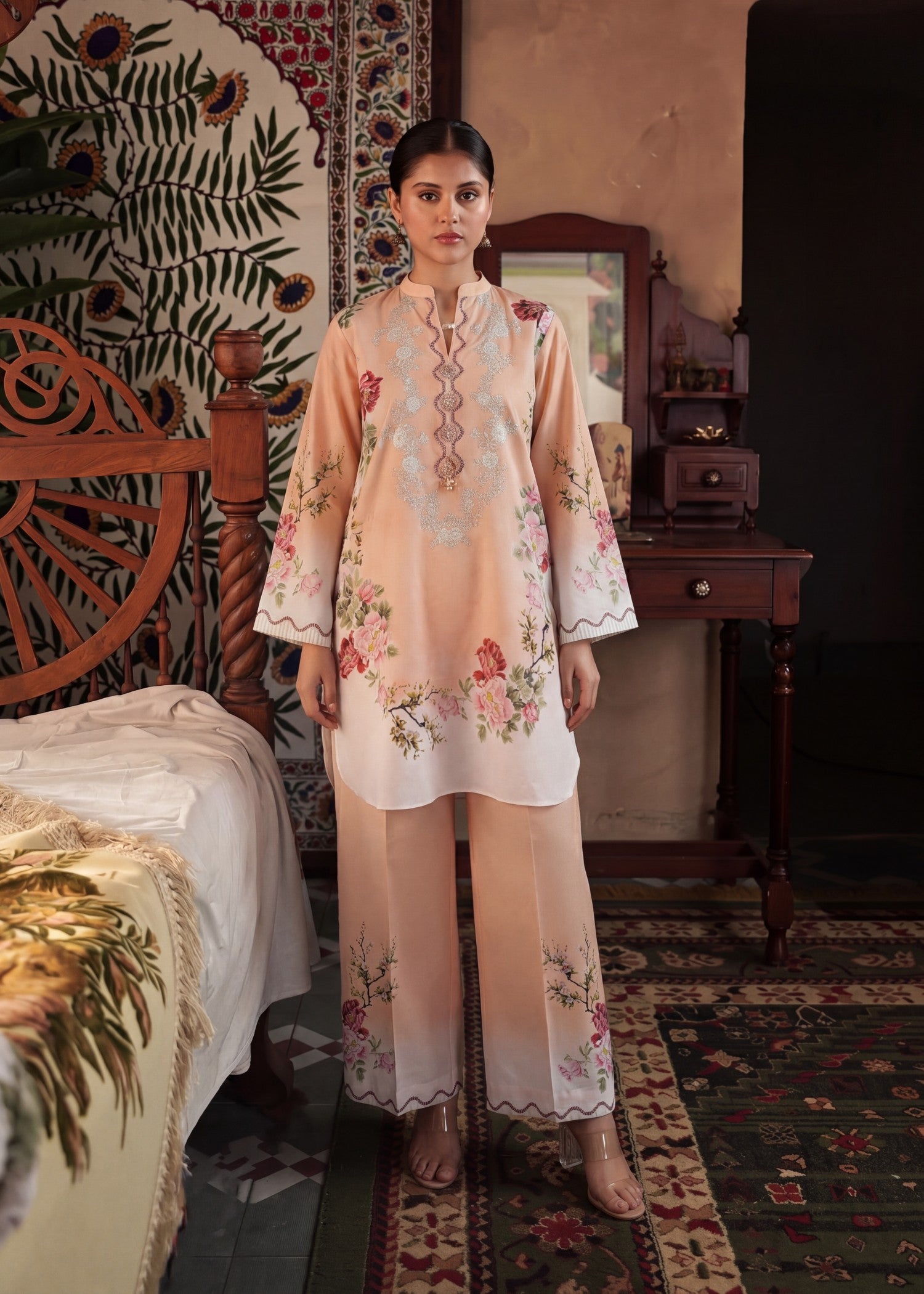 lawn Co Ord Sets in Peach pink