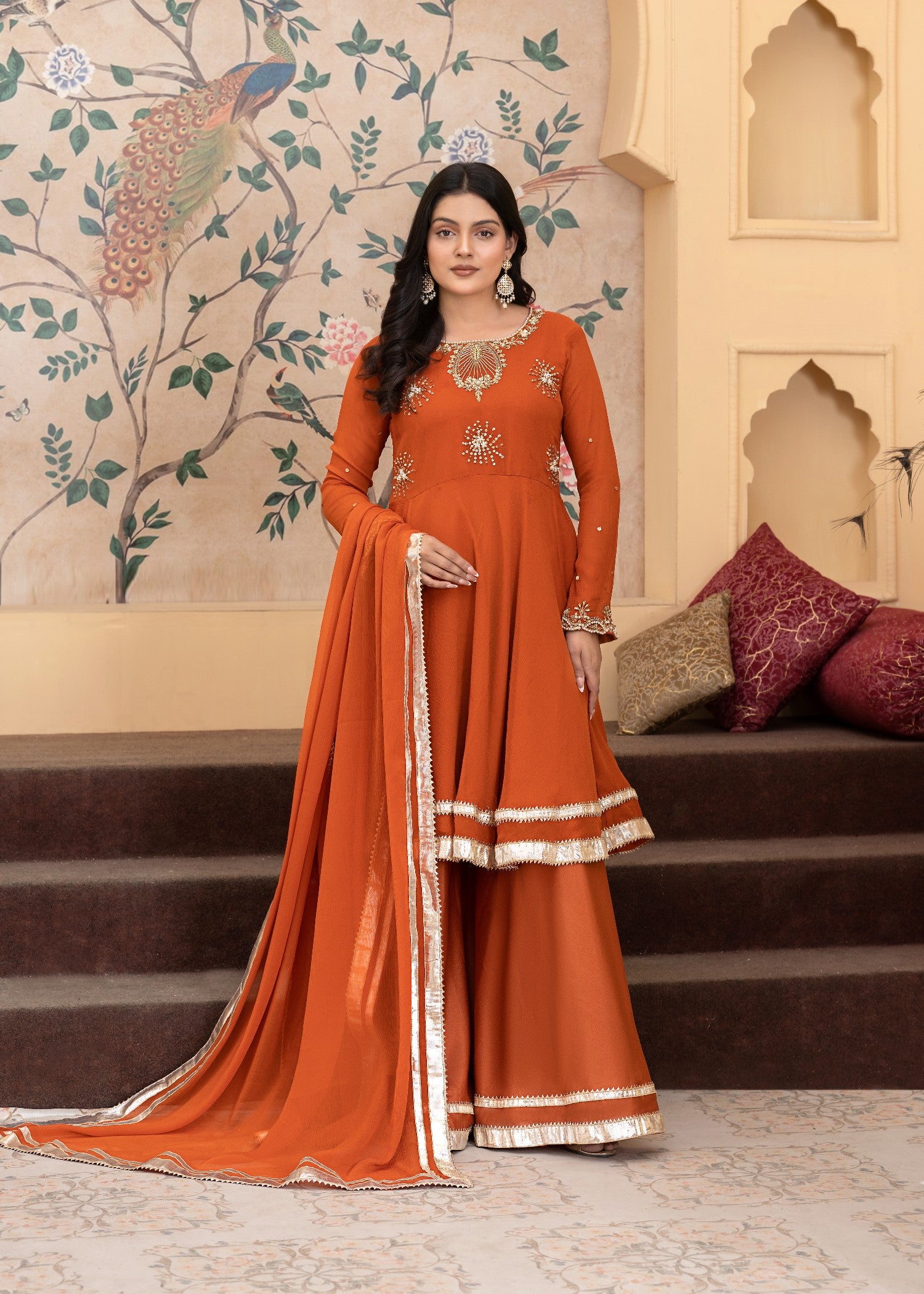 chiffon Short Frock in Orange