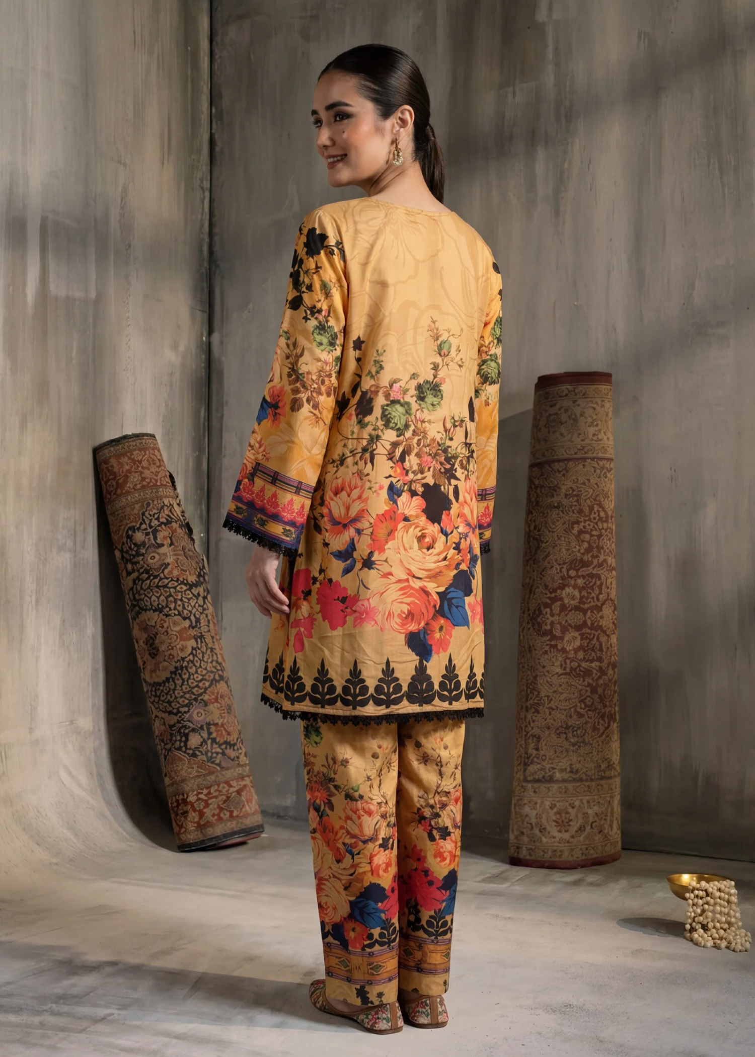 silk Co Ord Sets in Yellow ochre