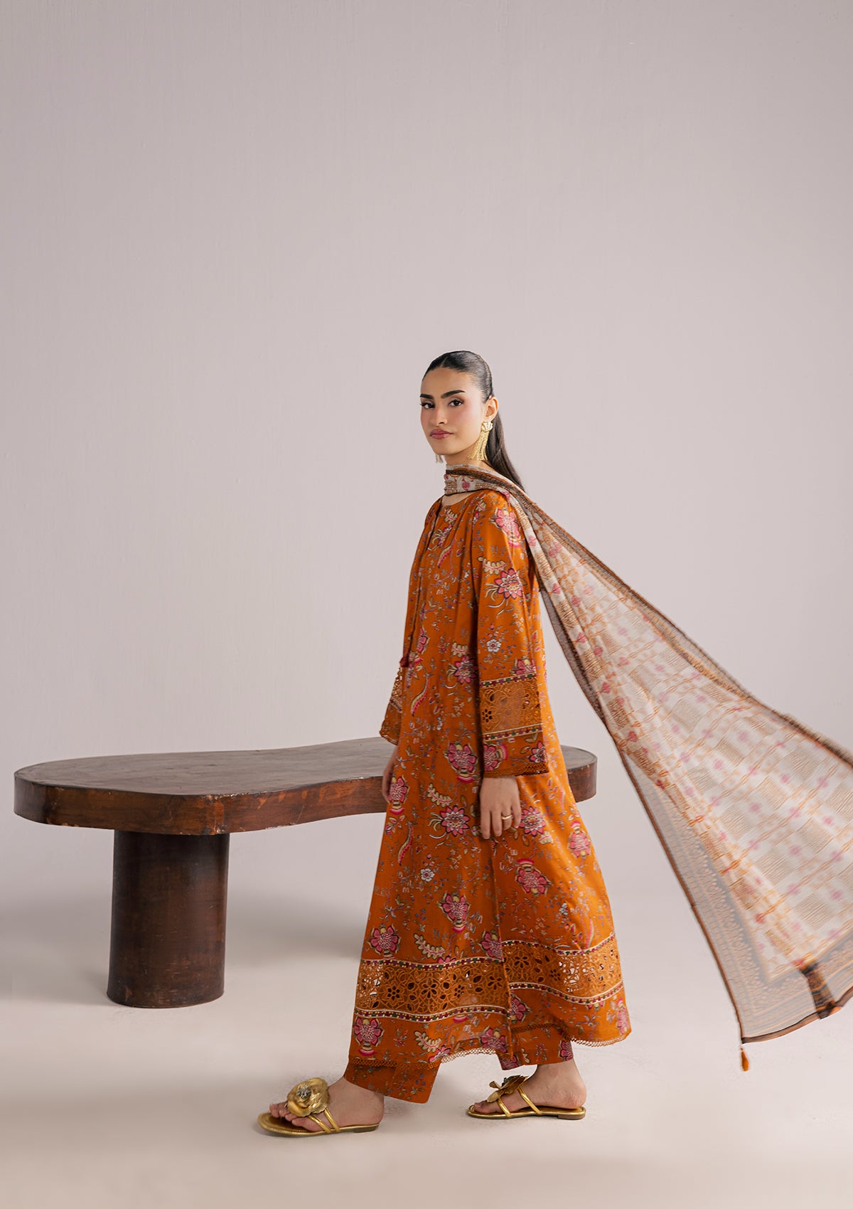 lawn Kurta Set in Mustard