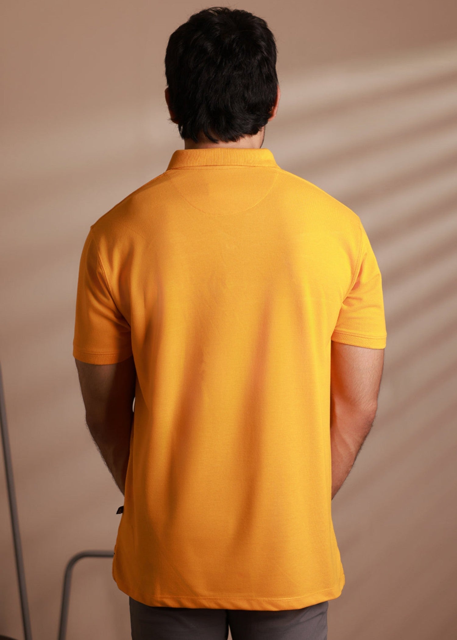 cotton Polo Shirt in Mustard