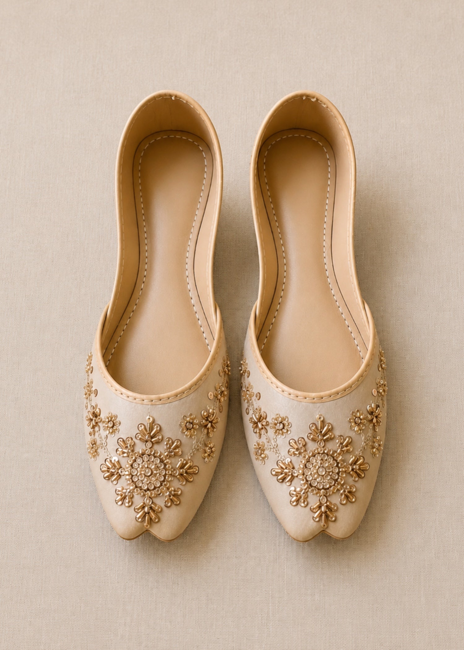 Khussa in Champagne by - High Quality Women Khussa GQN7879