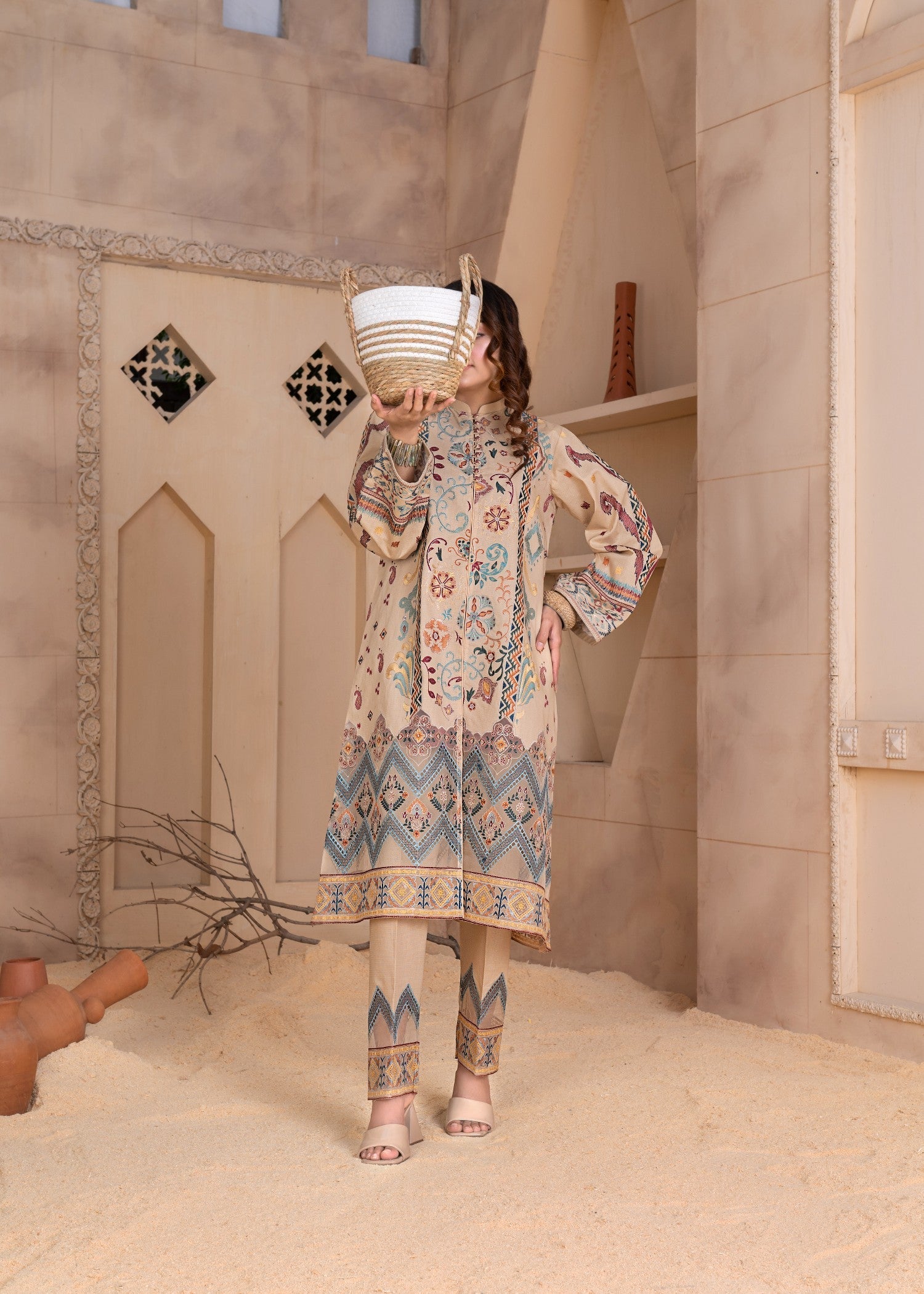 lawn Gown in Beige