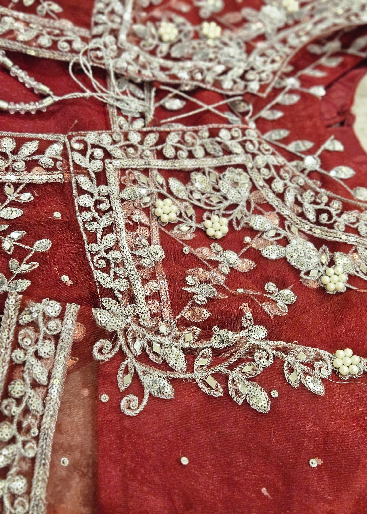 net Gown in Maroon