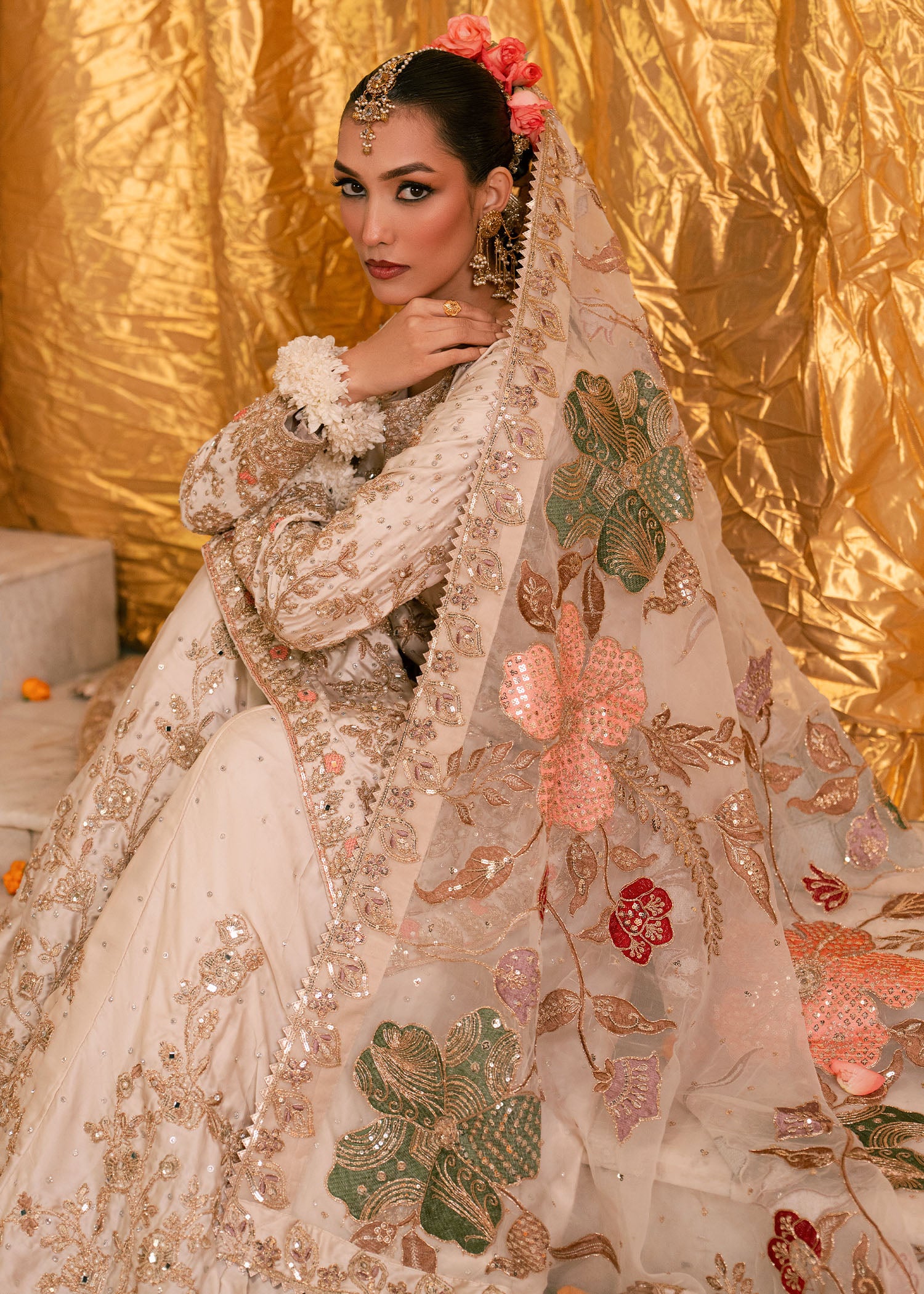 charmuse/shamooz Sharara in Ivory