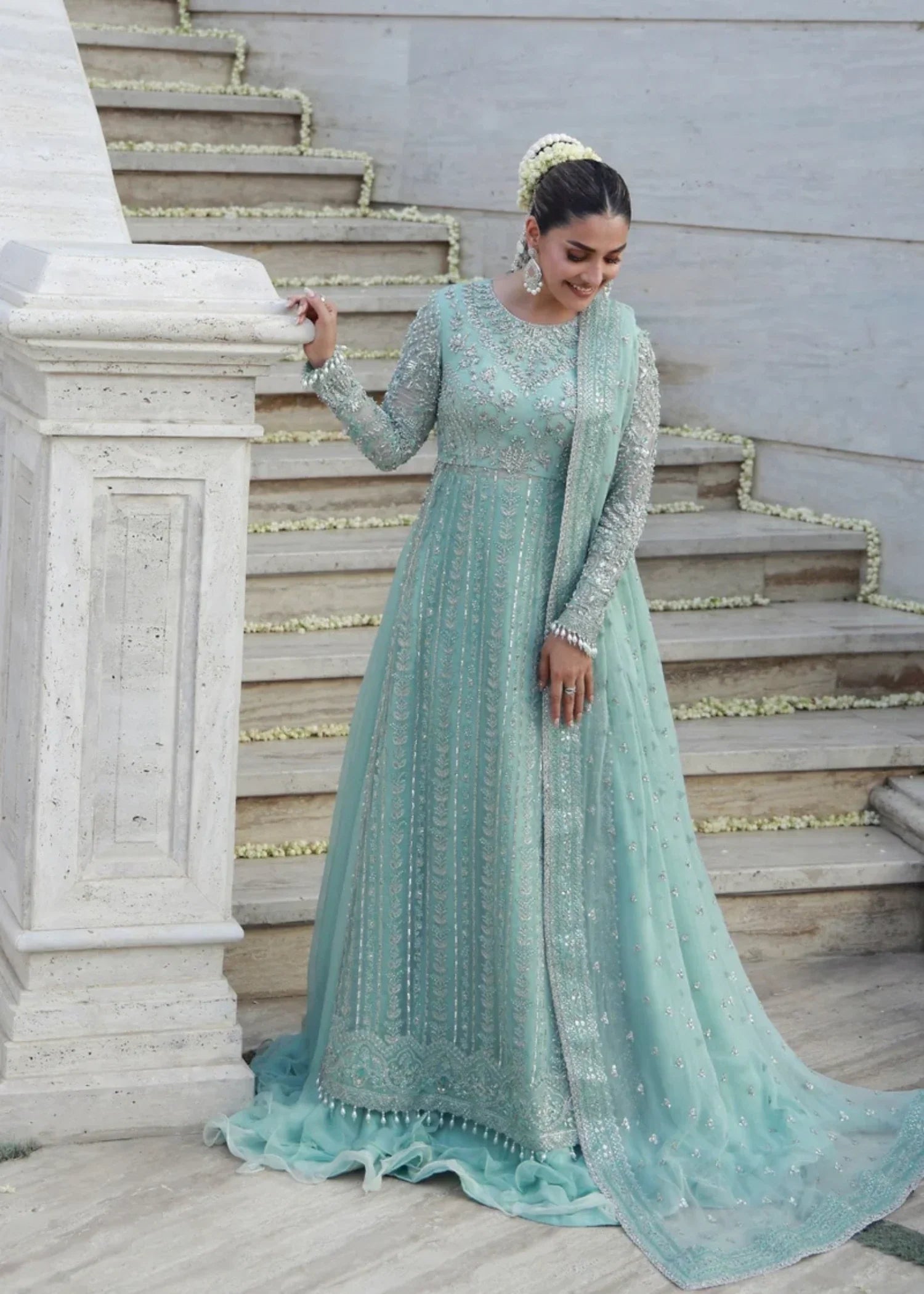 chiffon Sharara in Aquamarine