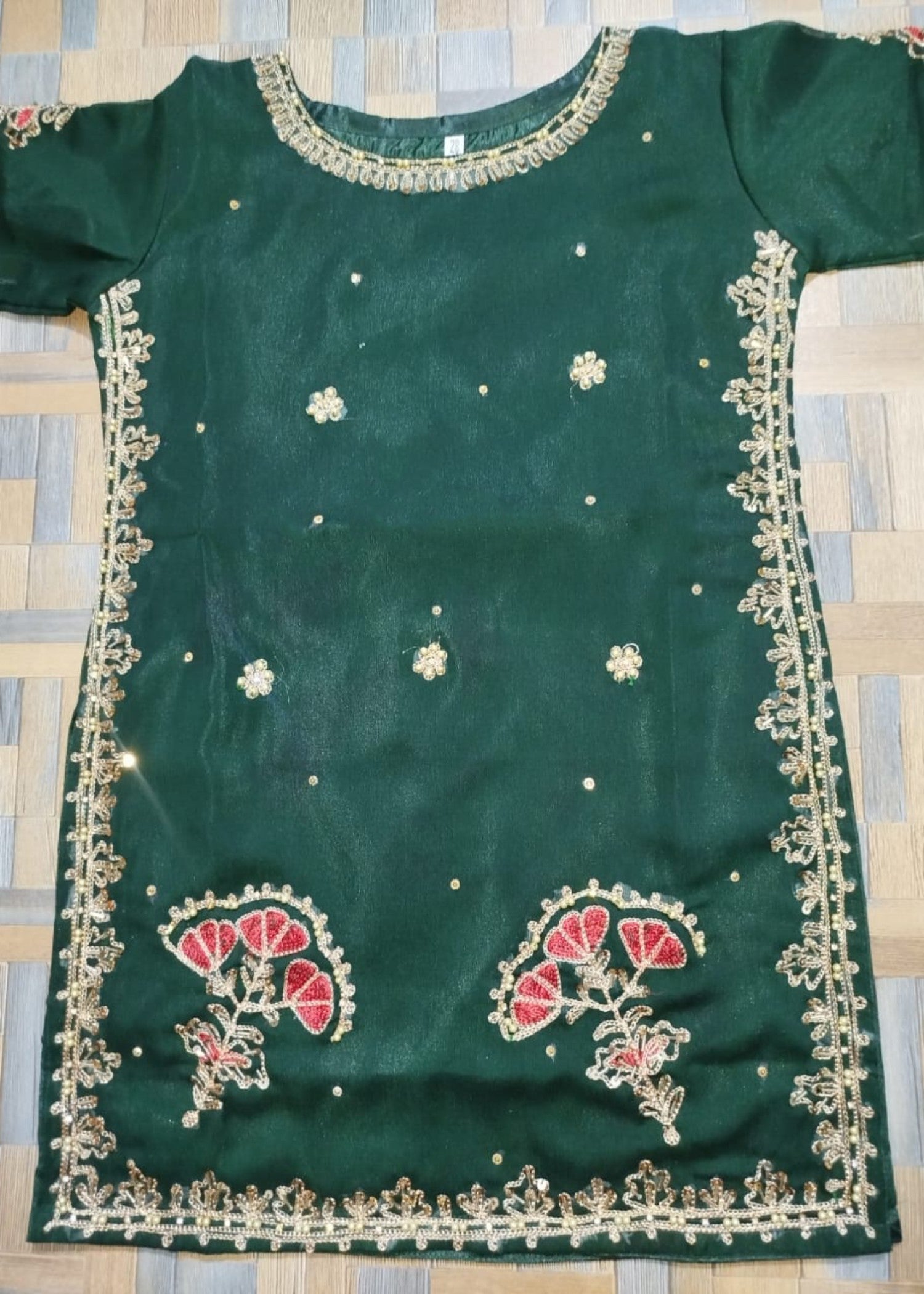chiffon Sharara in Bottle green