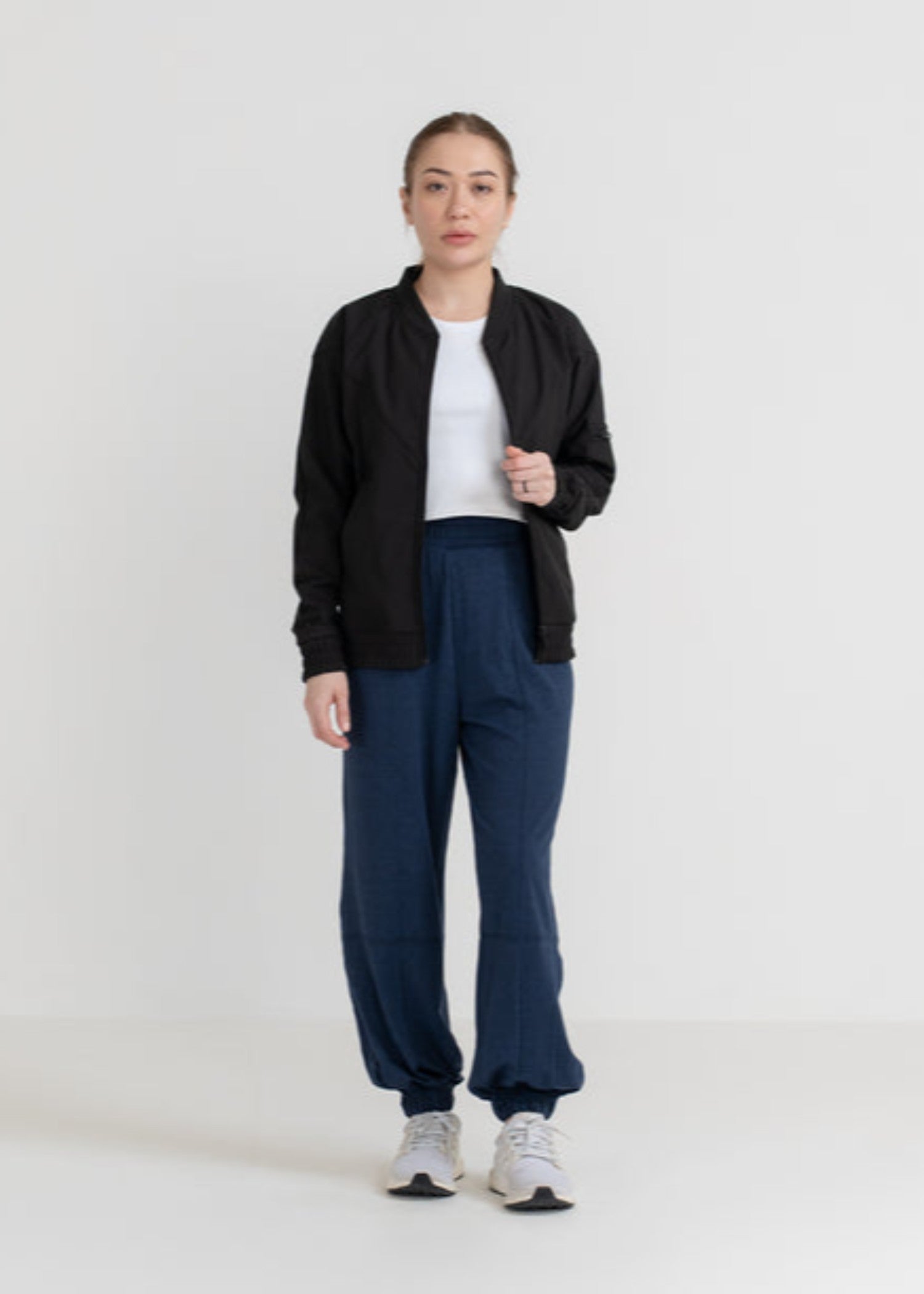 polyester-spandex Trousers in Navy blue