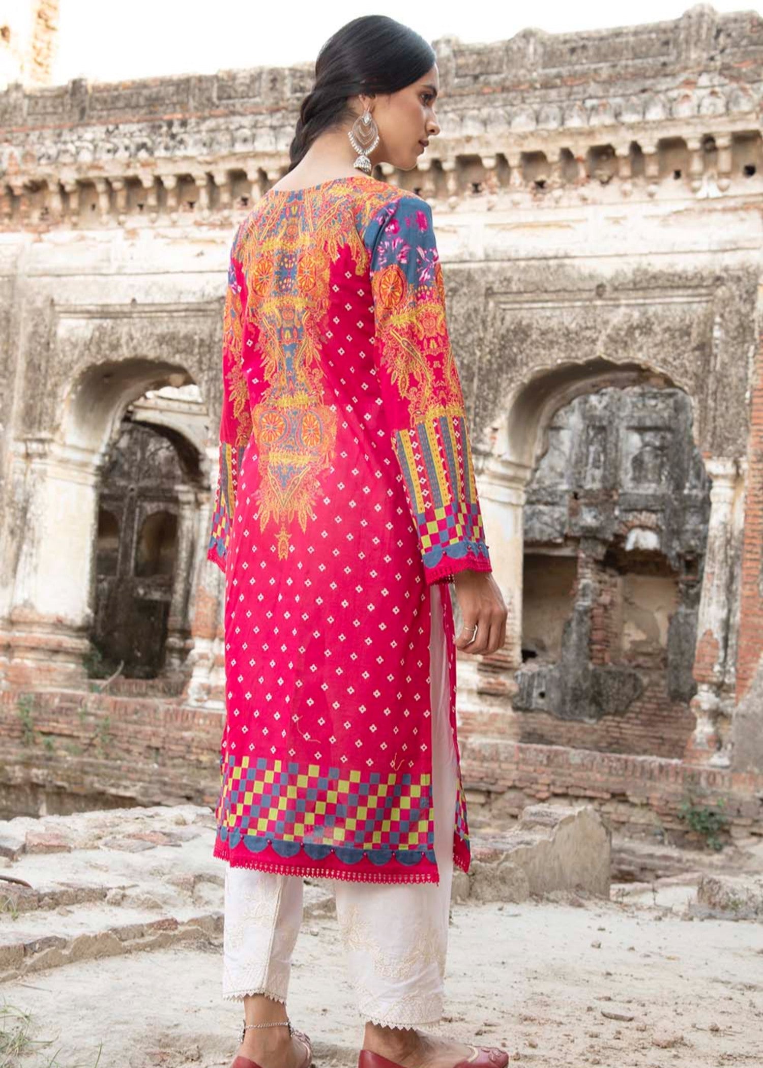 lawn Kurti in Shocking pink