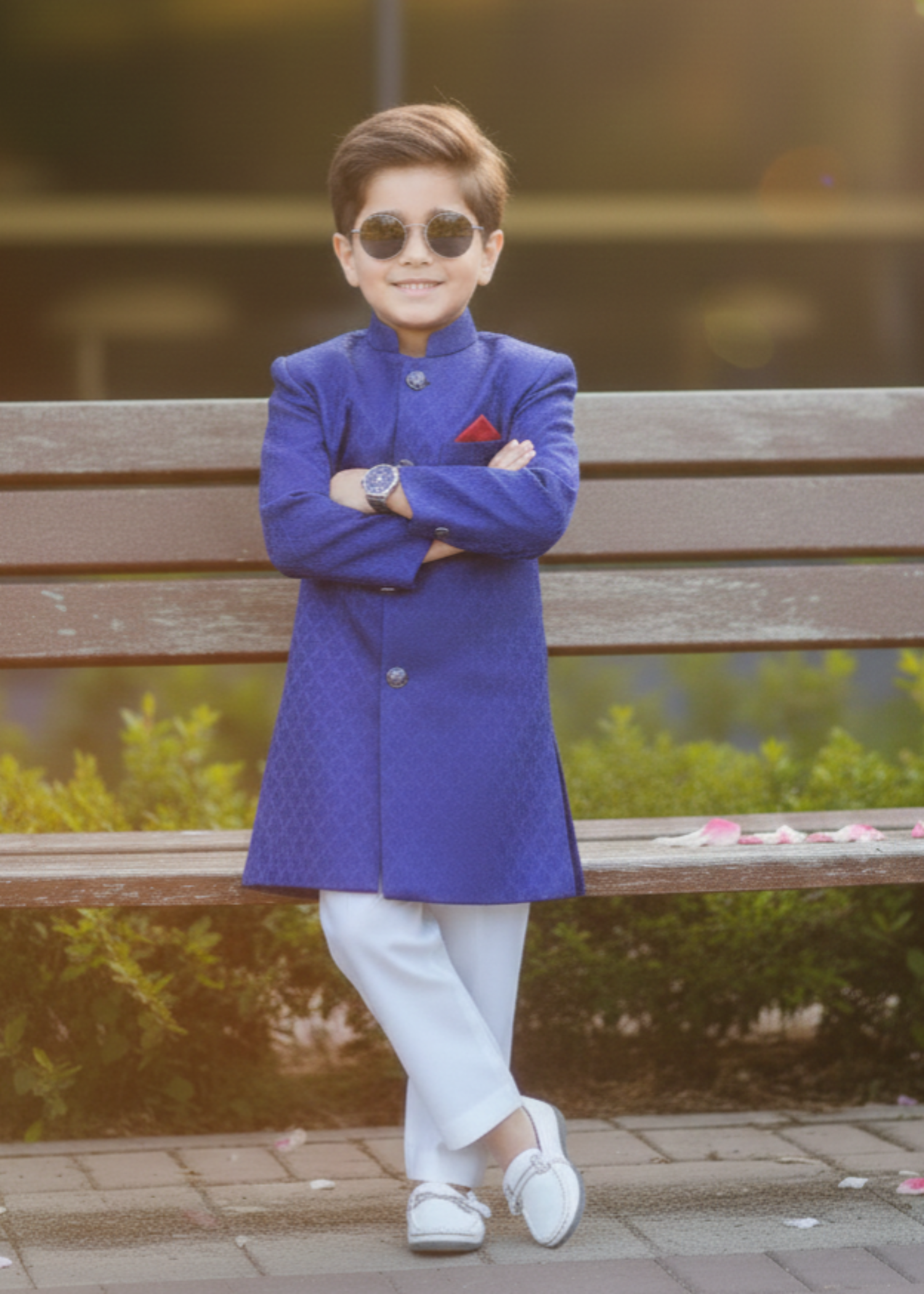 jamawar Sherwani in Blue