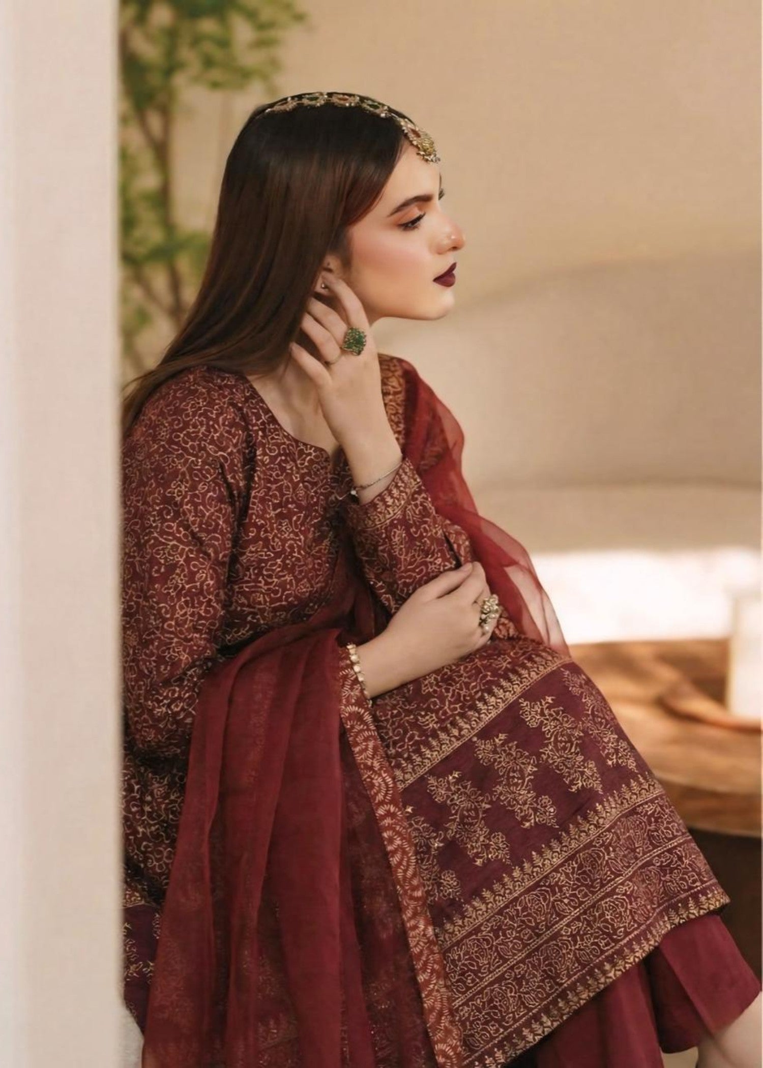 kattan silk Maxi in Dark coral