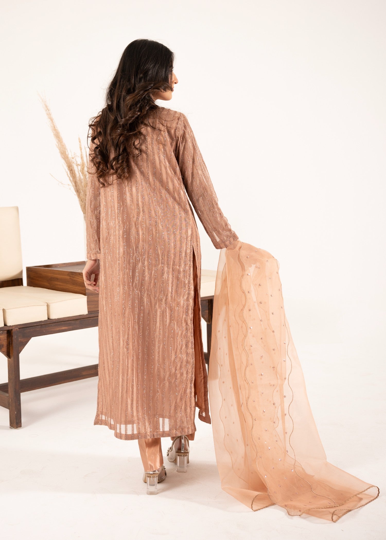 moonlight Kurta Set in Peach orange