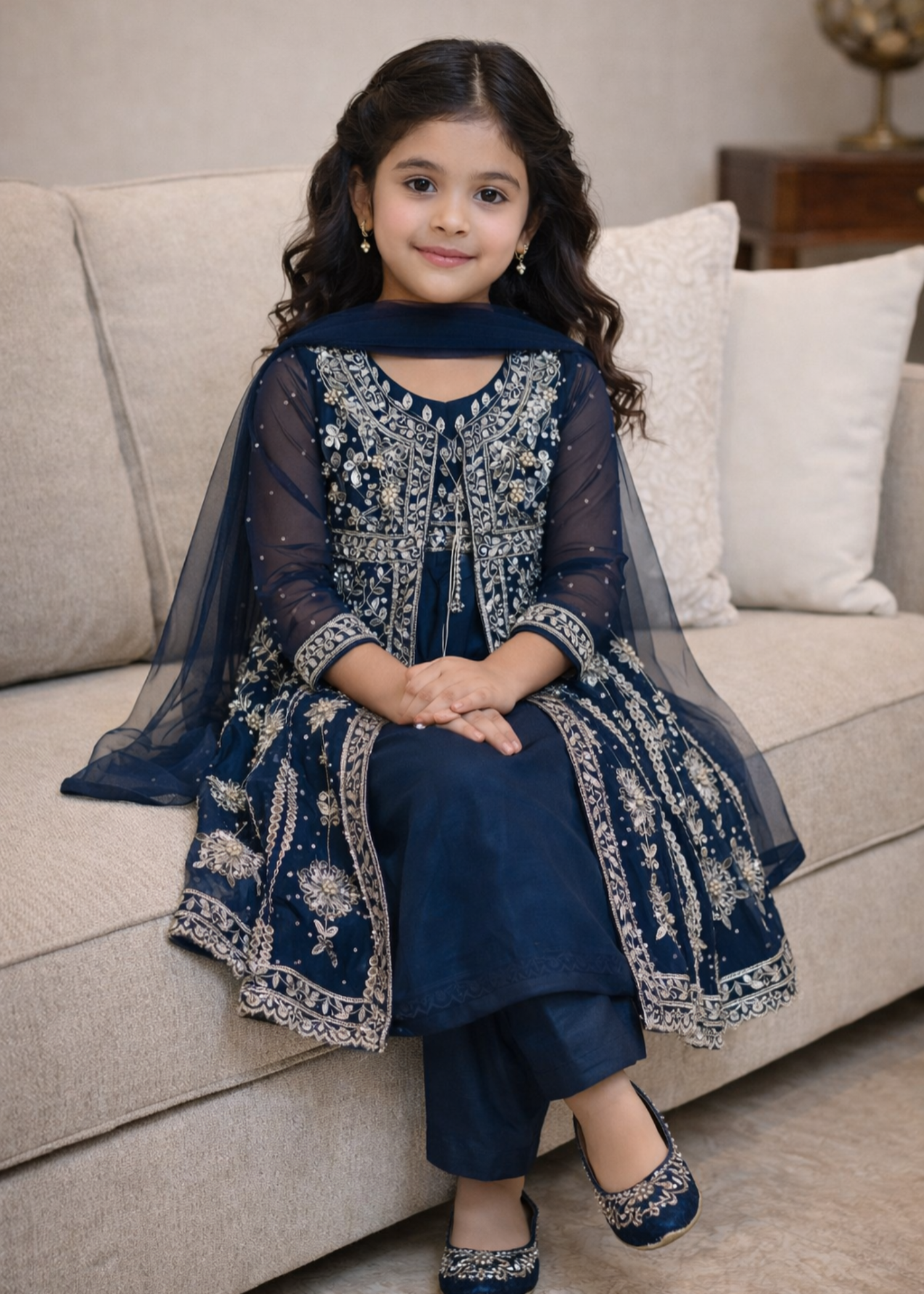net Gown in Midnight blue