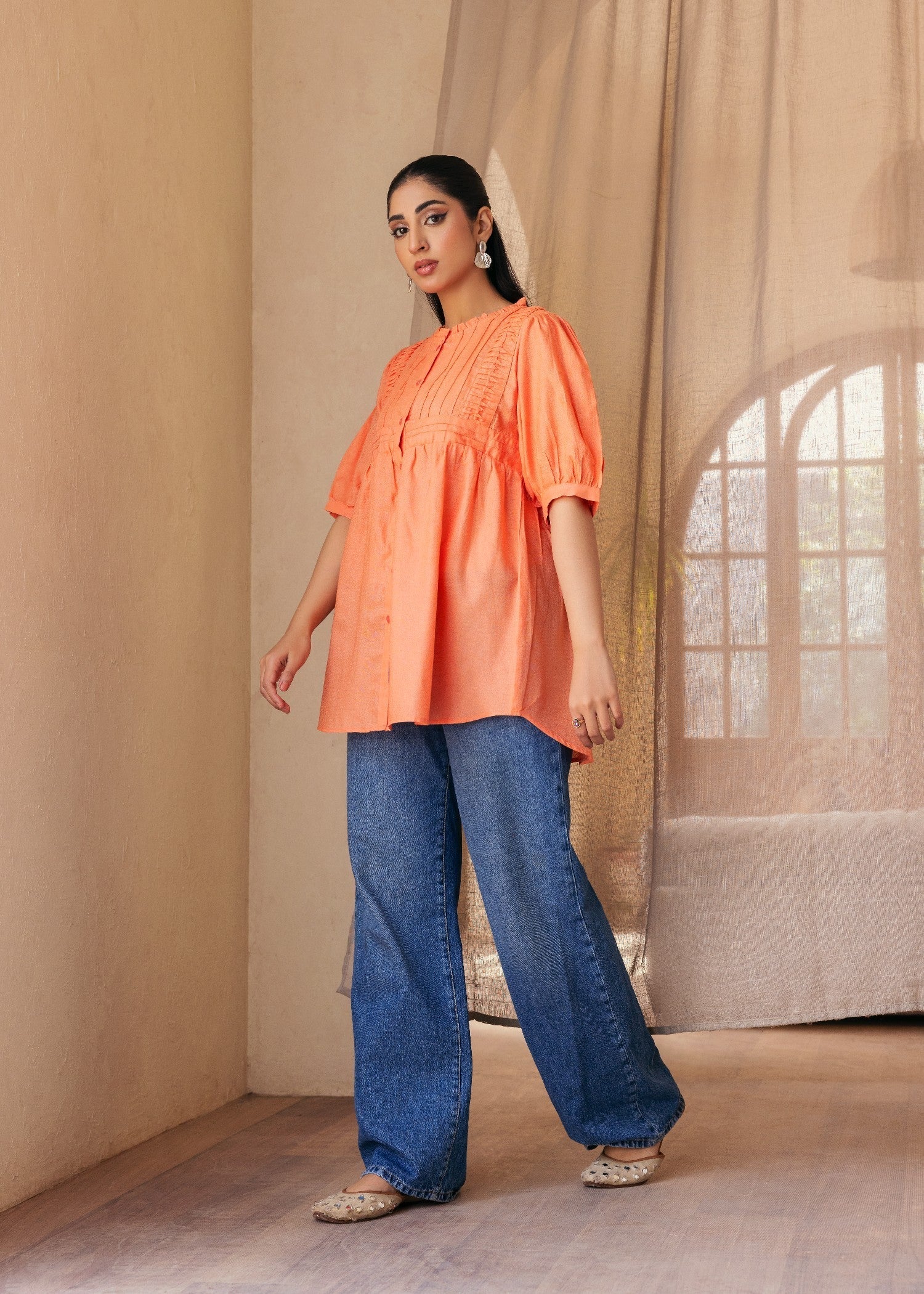 karandi Top in Peach orange