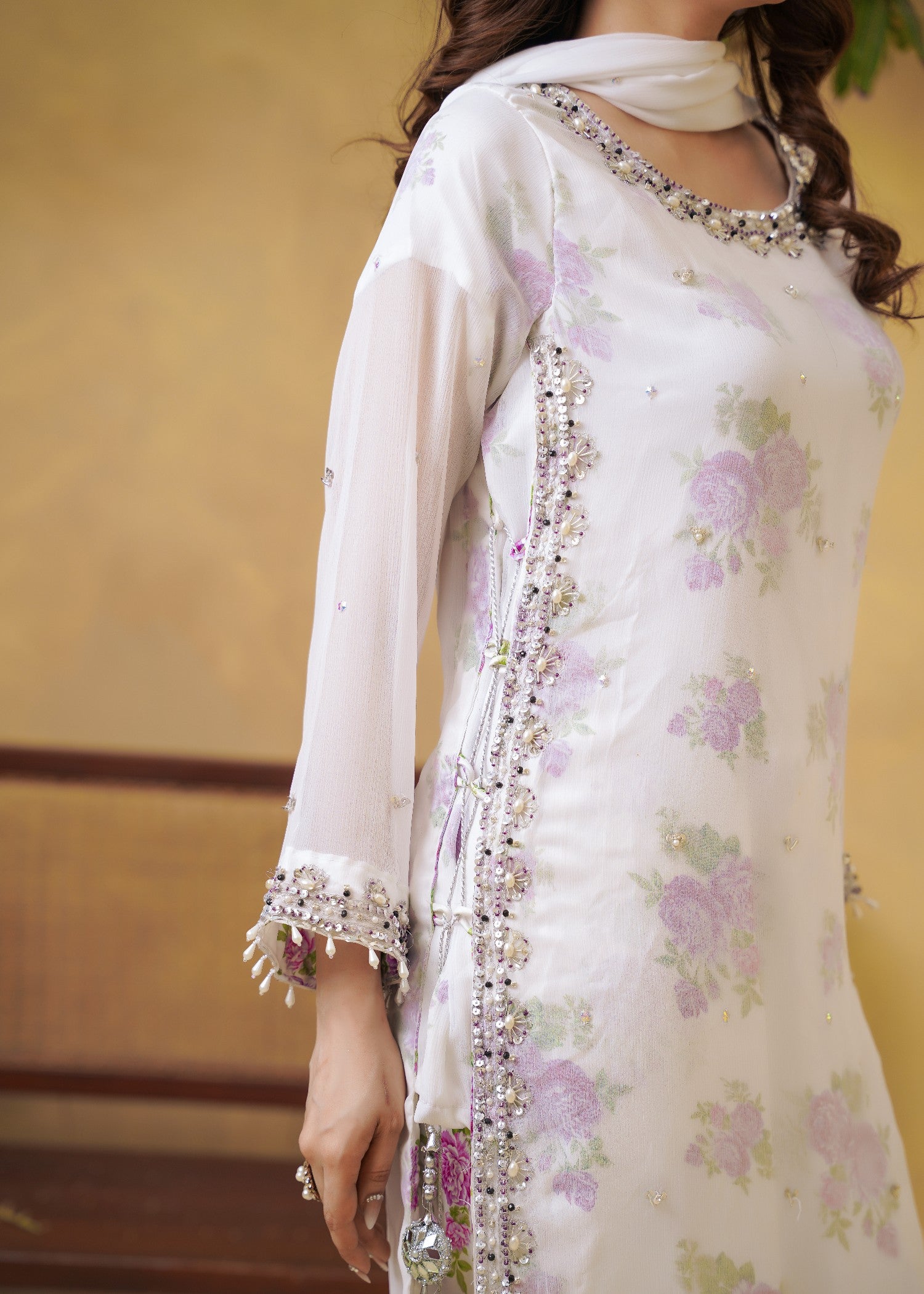 chiffon Kurta Set in Periwinkle