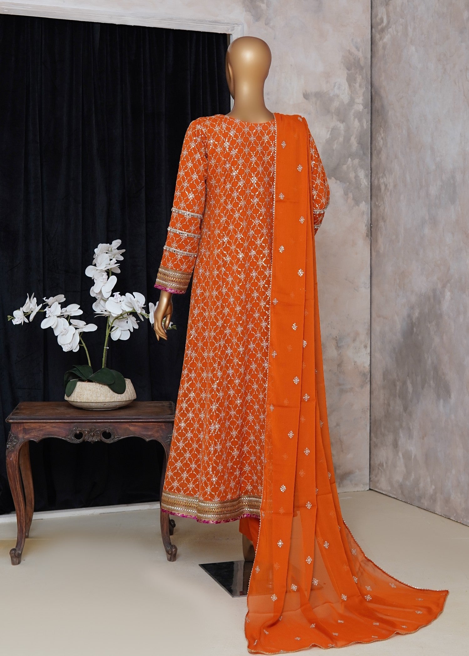 chiffon Pishwas in Orange