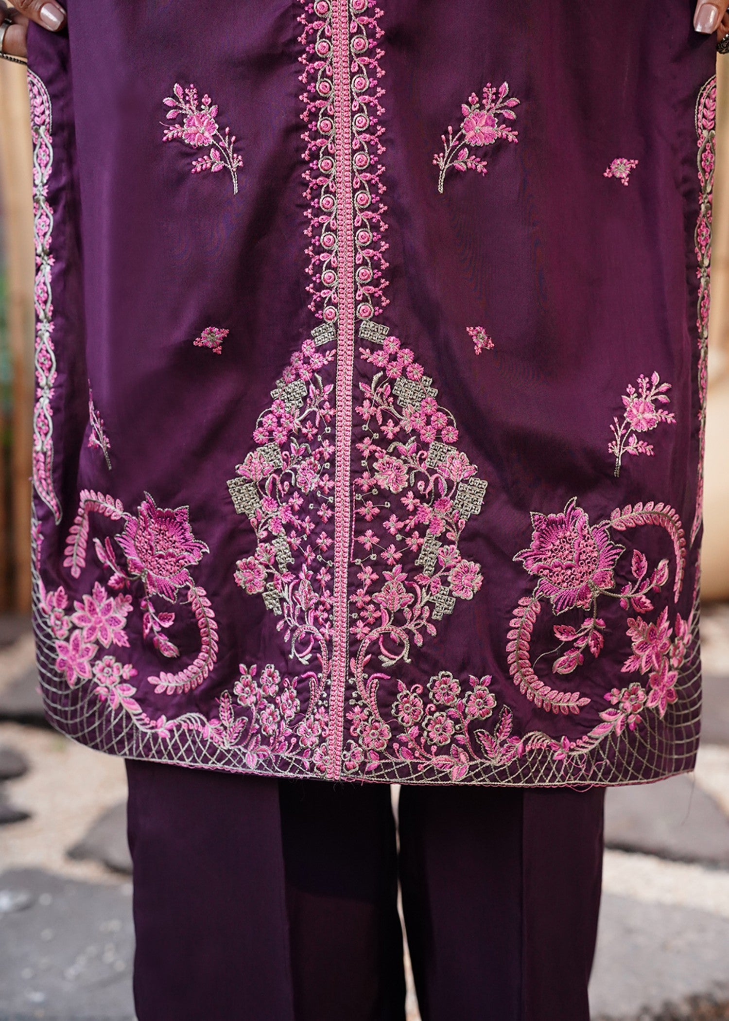 viscose Kurta Set in Plum purple