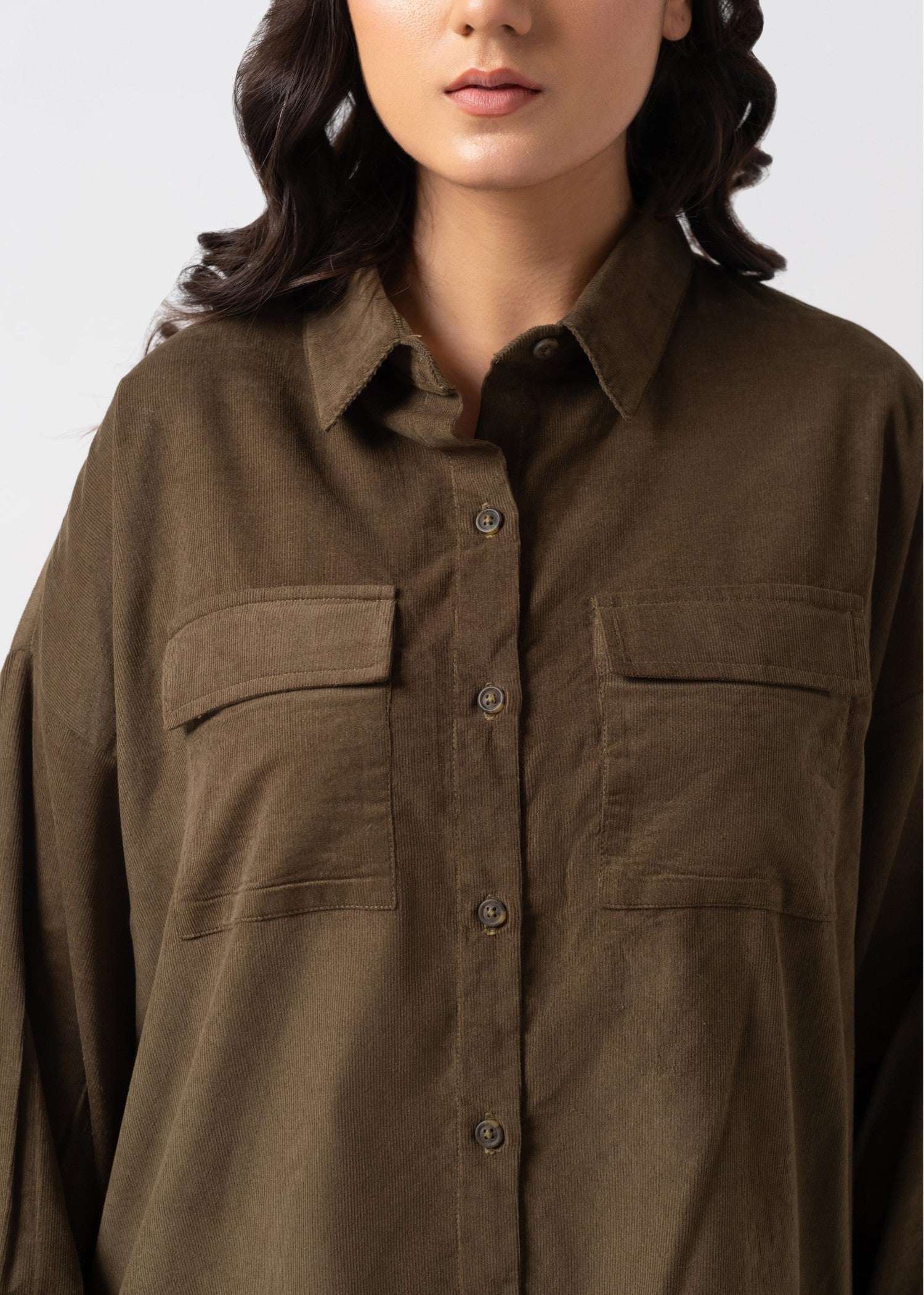corduroy Top in Coffee brown