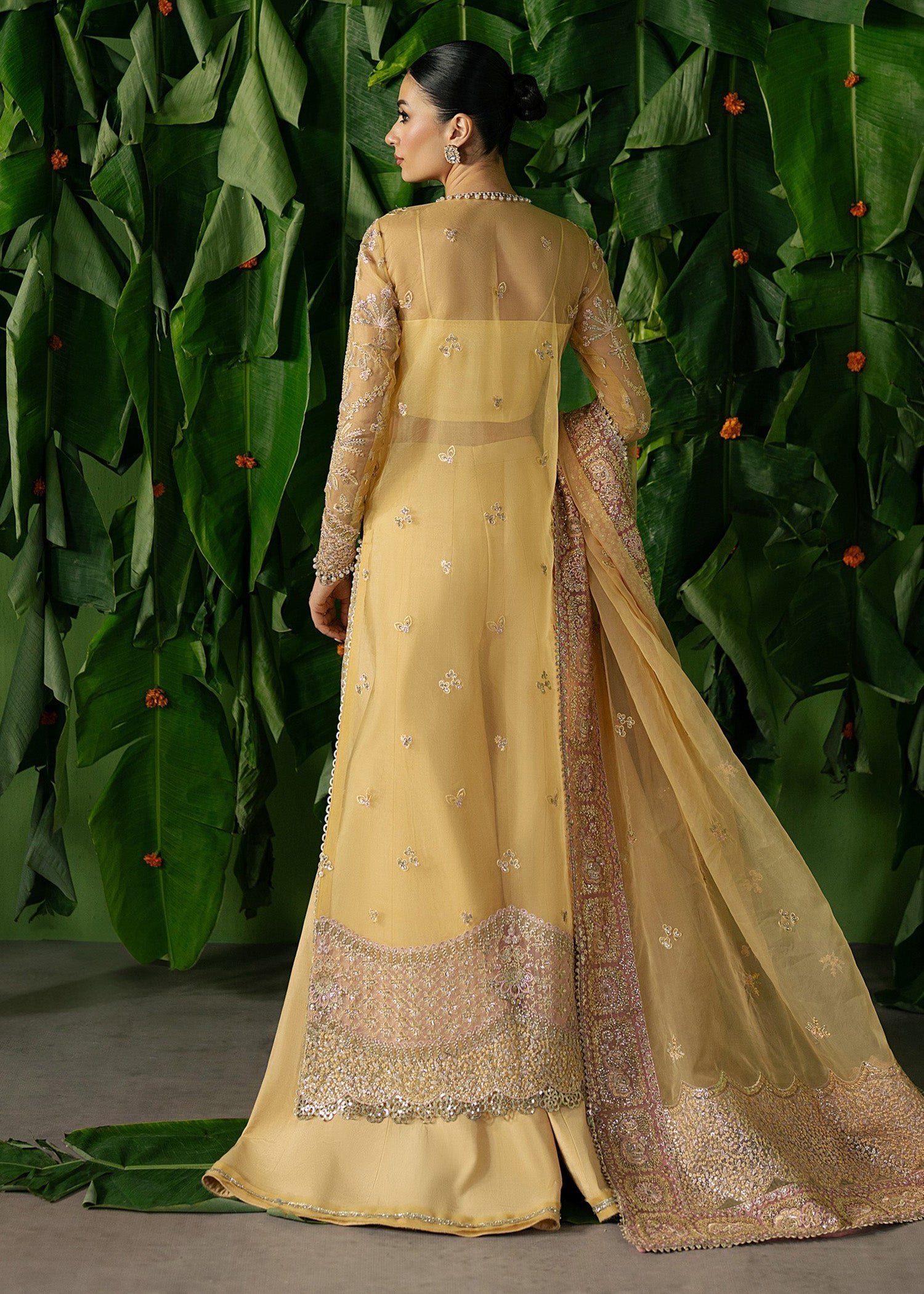 organza Unstitched in Light yellow