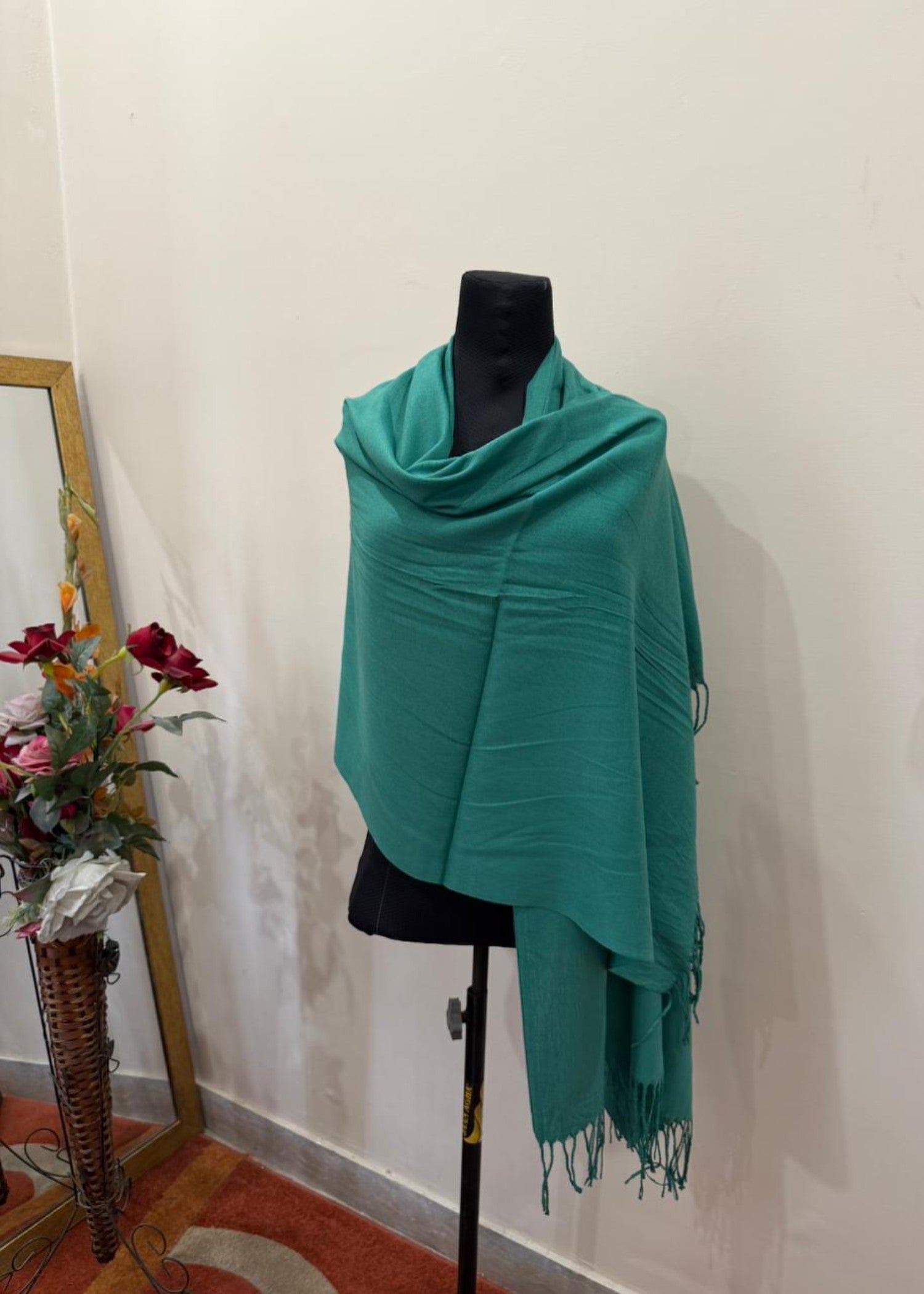 cashmere wool Hijab in Jade green