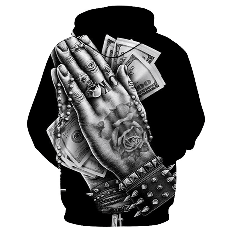 Harajuku Style European and American Trend Digital Printing Hoodie Men