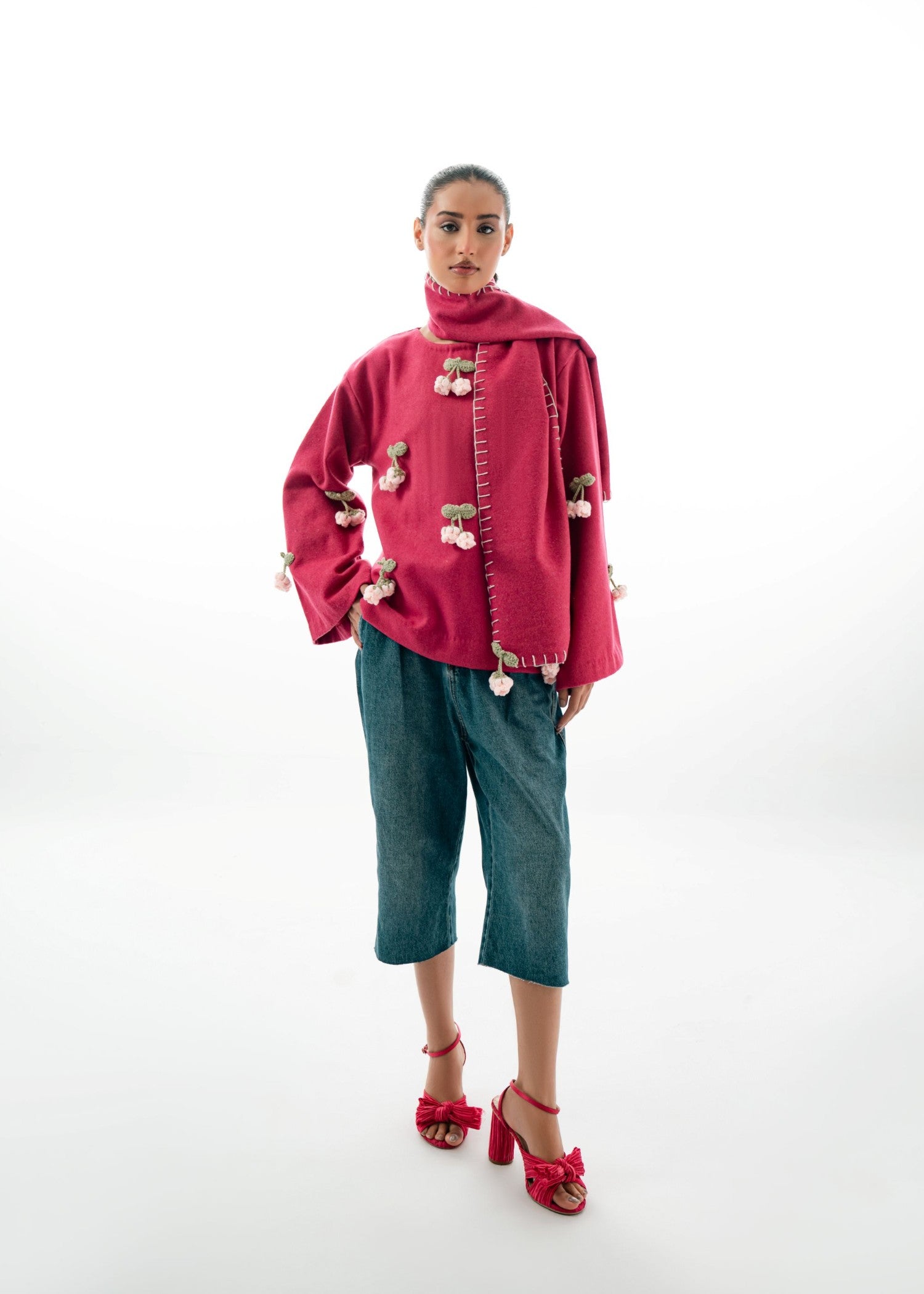 wool Sweater in Hot pink