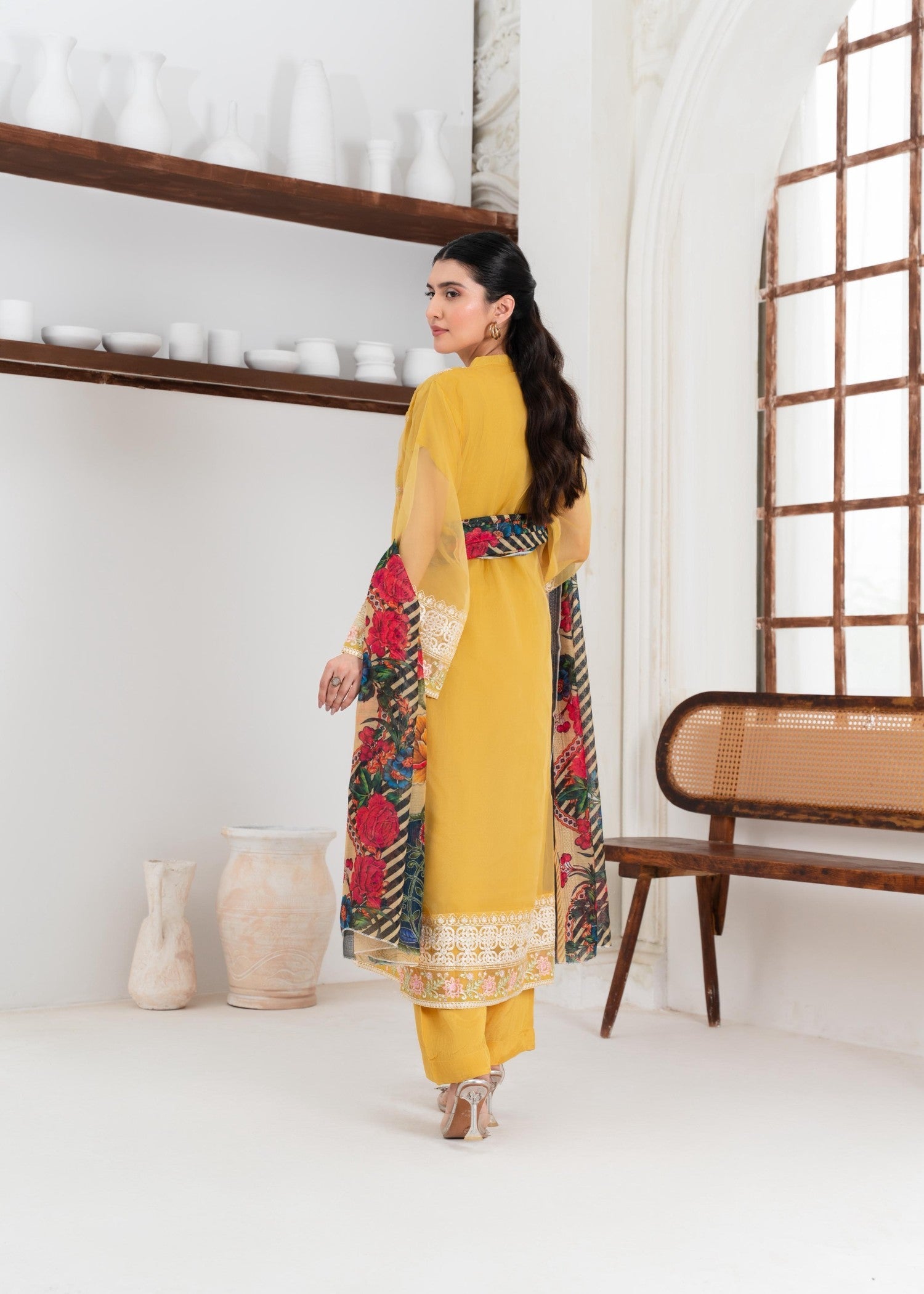 organza Kurta Set in Lemonade
