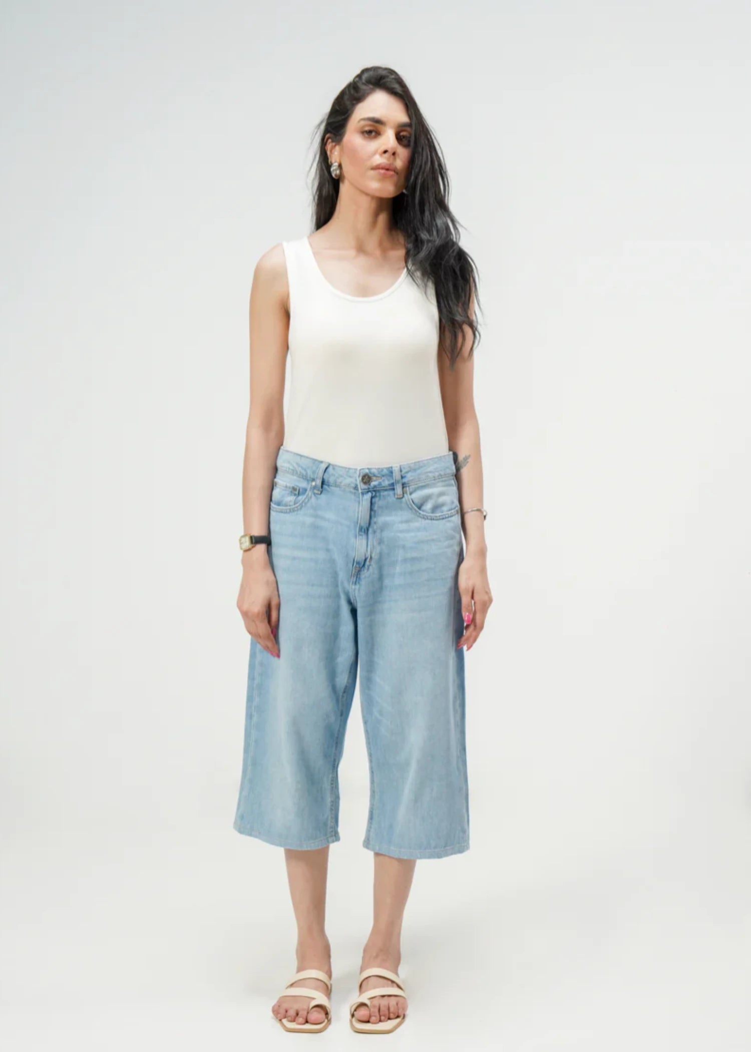 stone wash denim Shorts in Royal blue