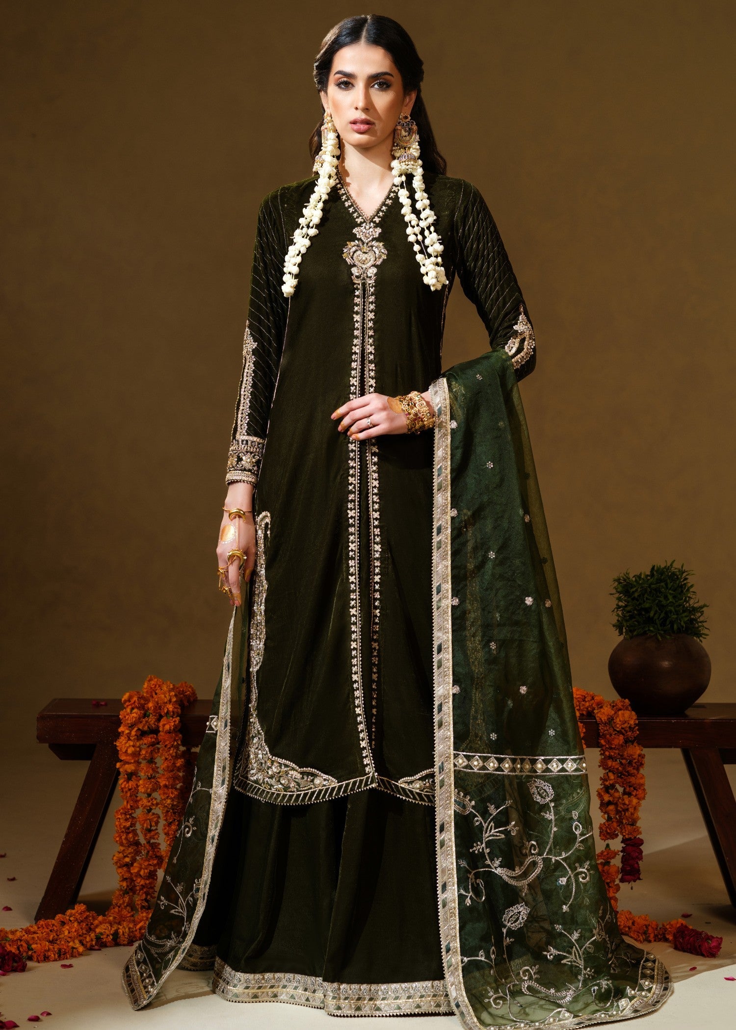 velvet Sharara in Black