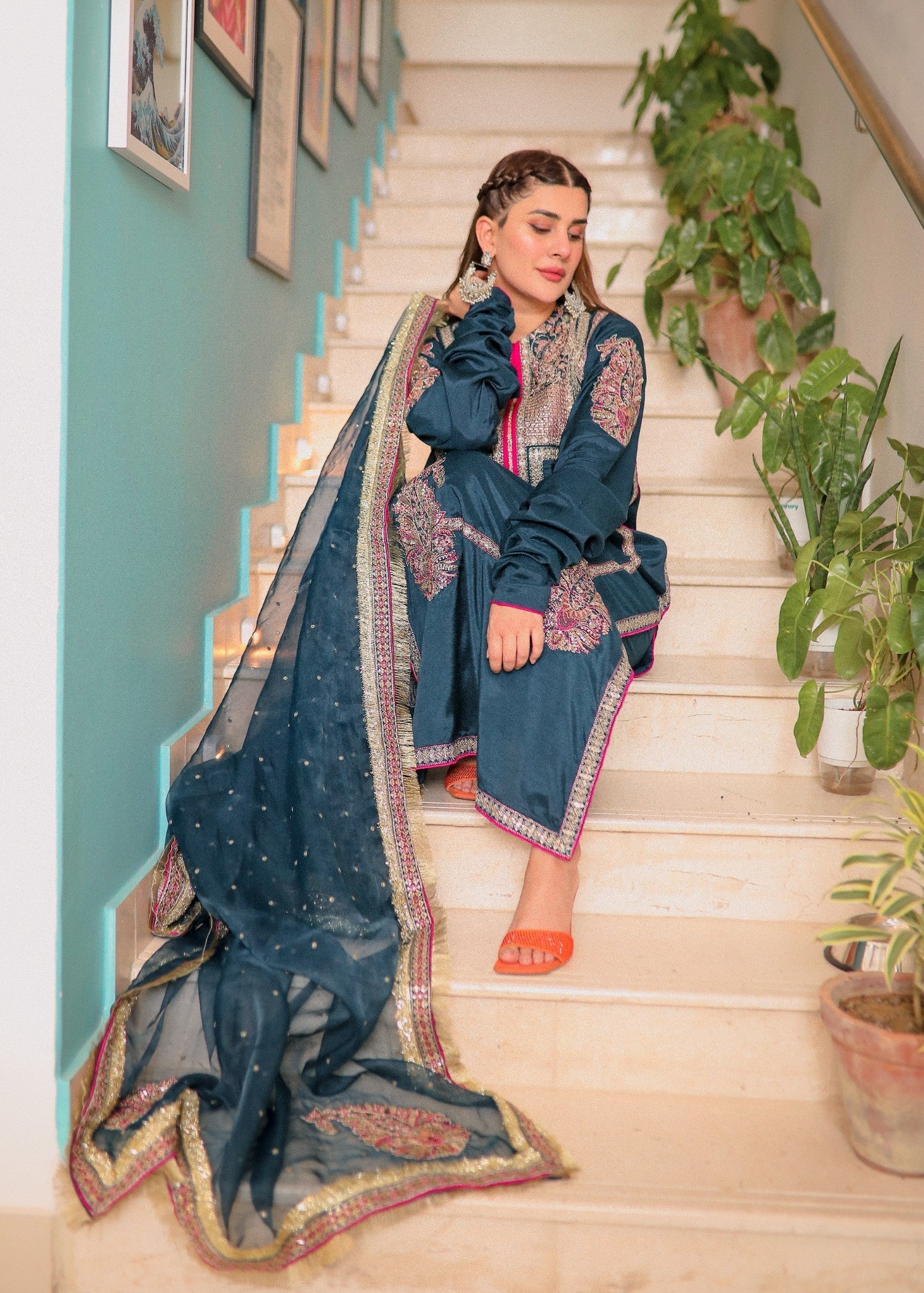 pk raw silk Kurta Set in Blue