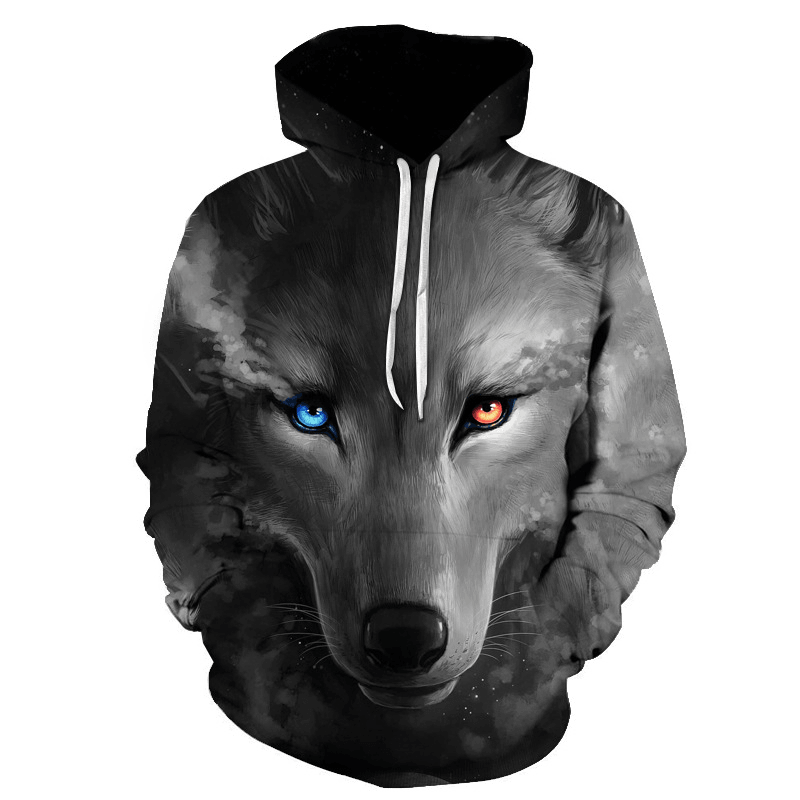 Fast Sell Foreign Trade Fox Wolf 3D Digital Printing Trend Men''S Sweater Manufacturers Direct Support to Map Customization