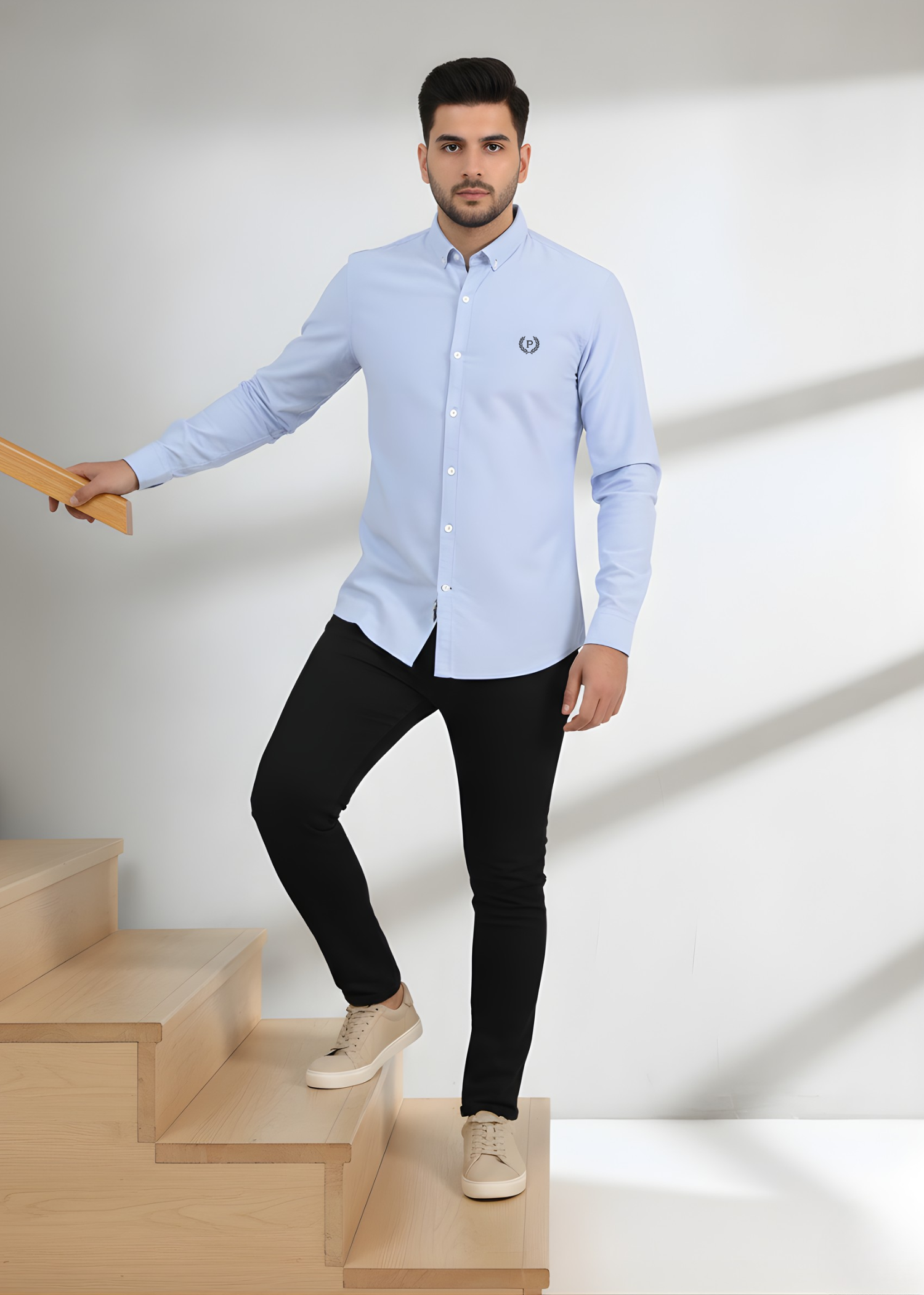cotton Casual Shirt in Powder blue
