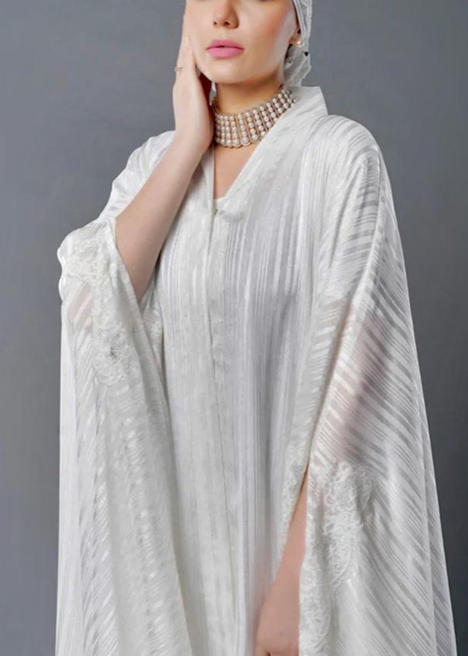 chiffon Abaya in White
