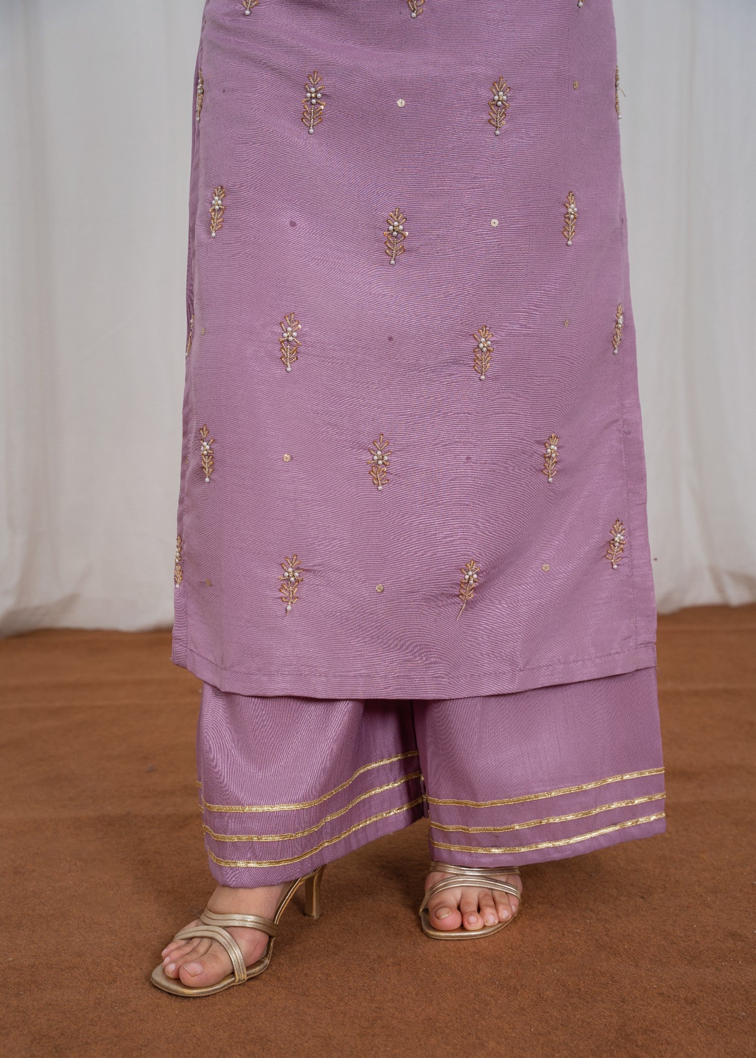 raw silk Kurta Set in Mauve pink