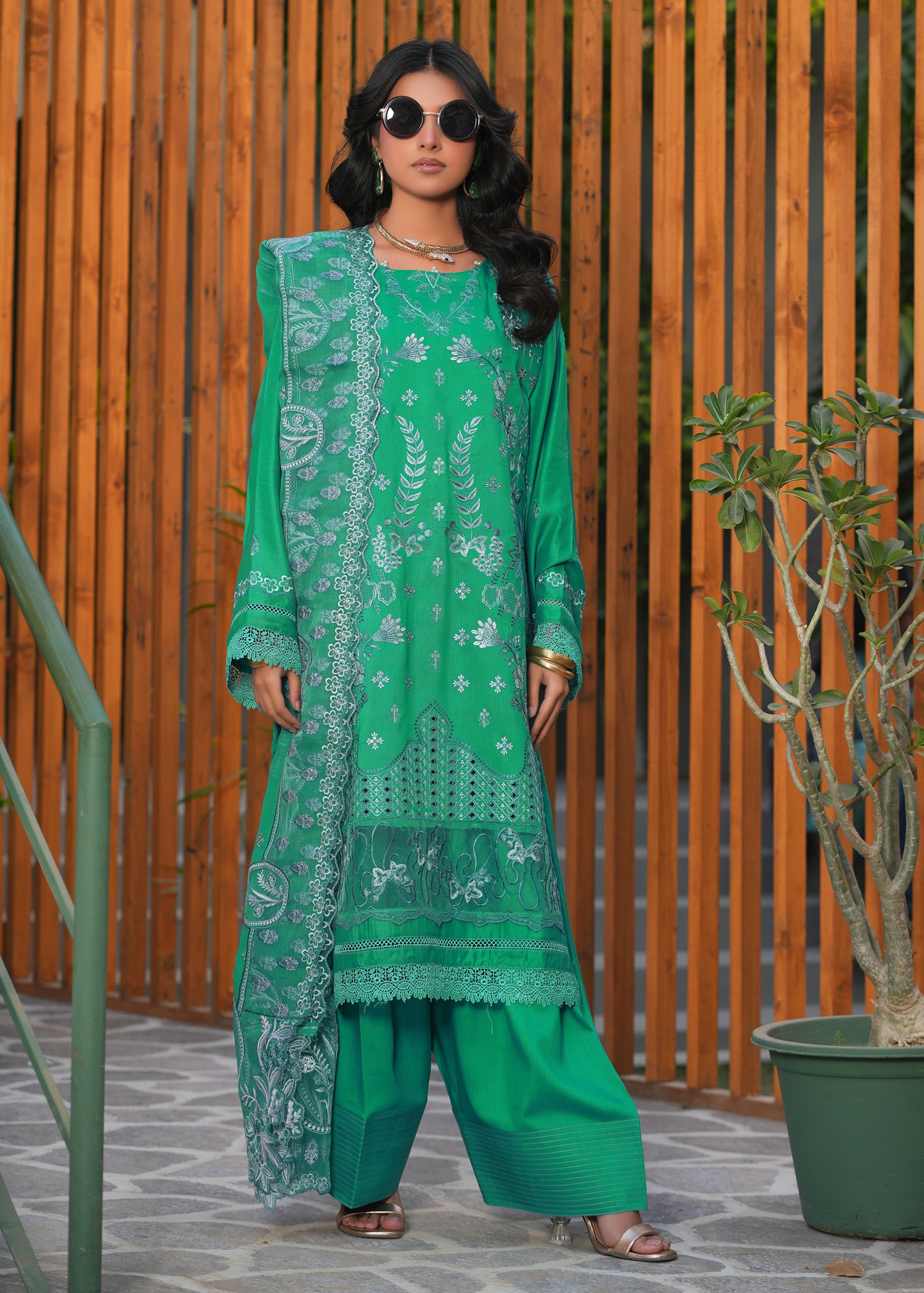 viscose Kurta Set in Green