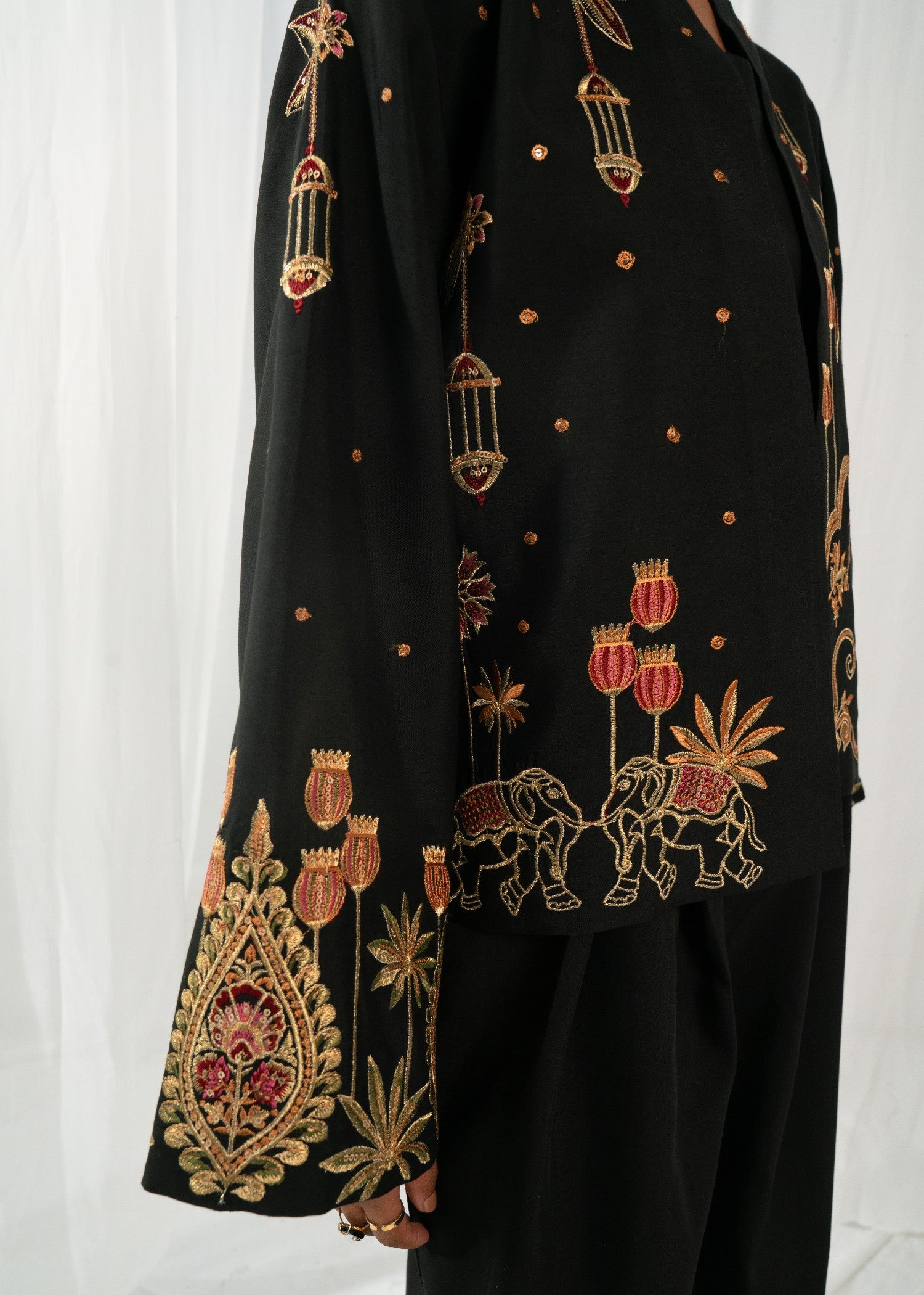 viscose thai silk Co Ord Sets in Black