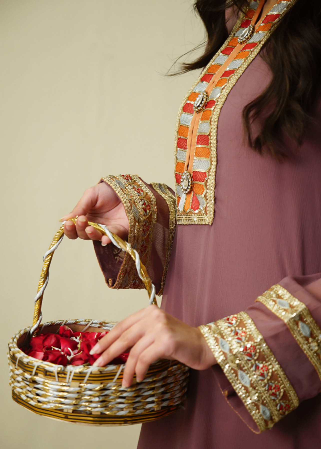 grip Kurta Set in Mauve pink