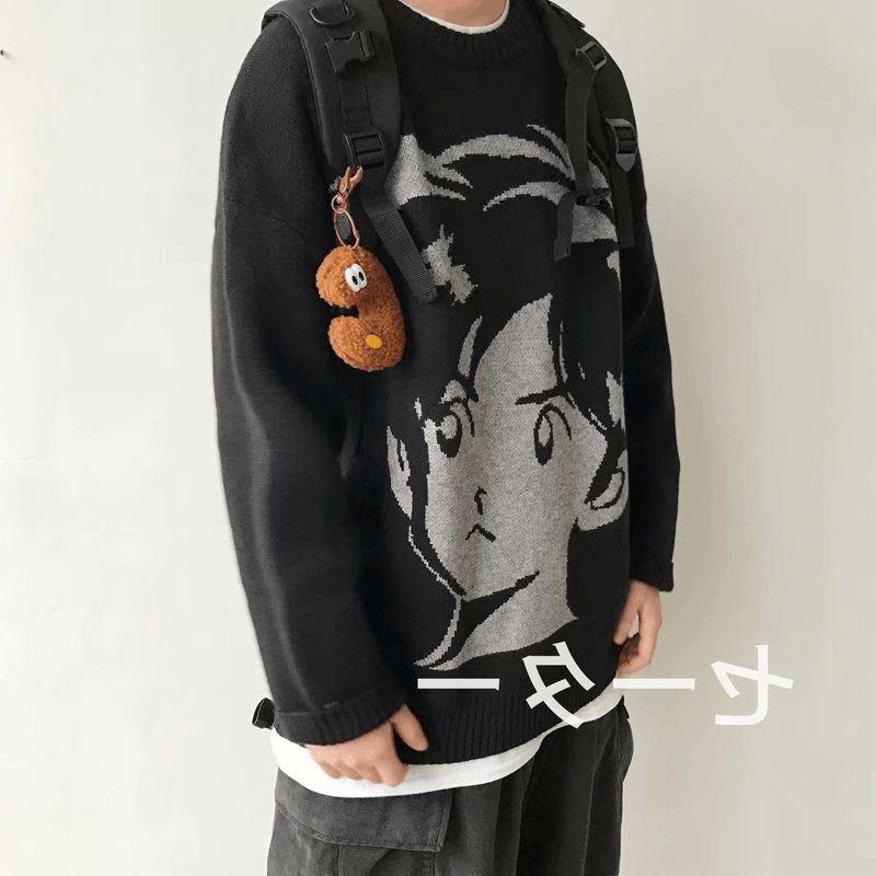 Retro Streetwear Knitted Pullover Autumn and Winter Loose Thick Warmth Hip-Hop Pullover Men'S Shirt
