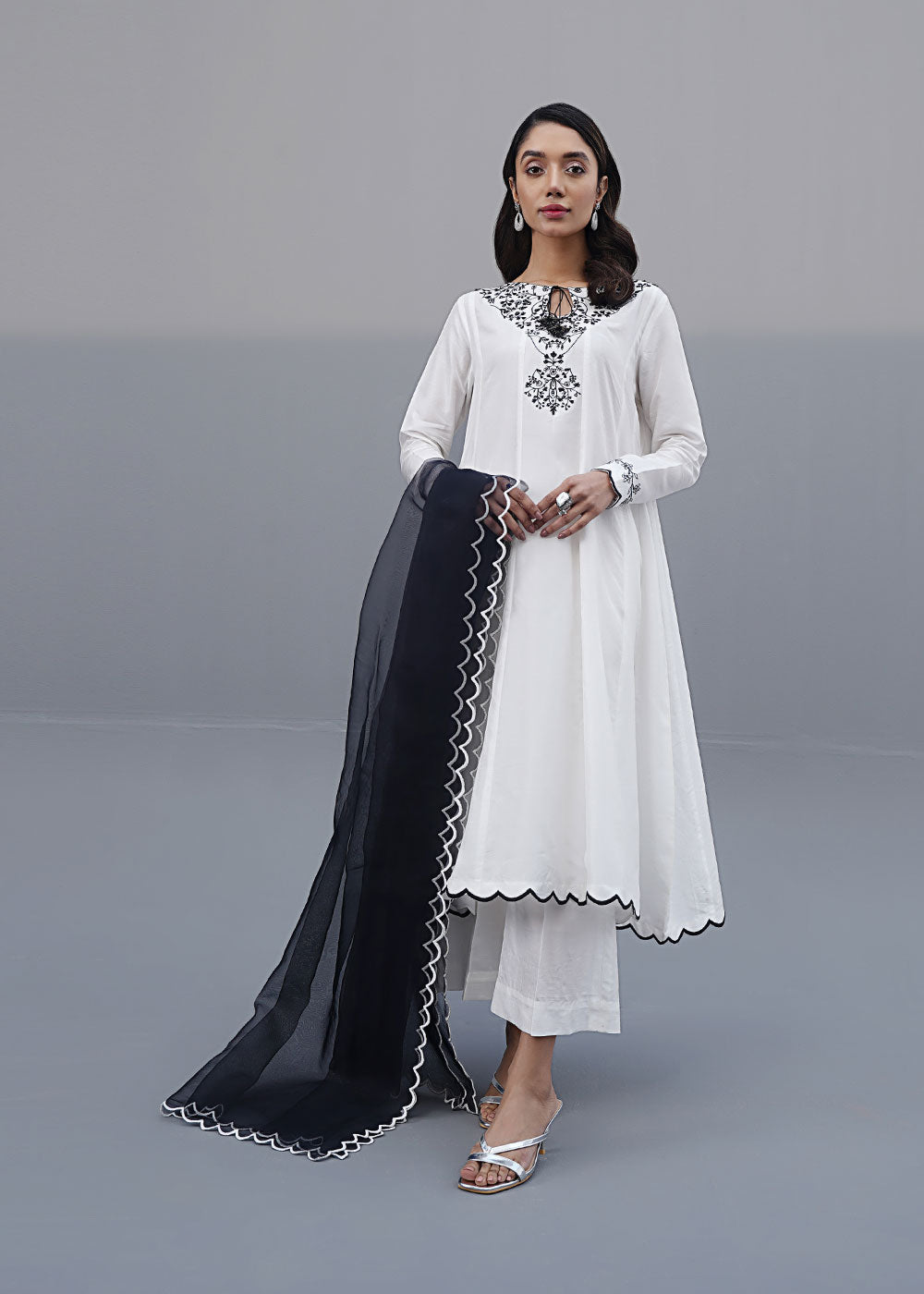 raw silk Pishwas in White